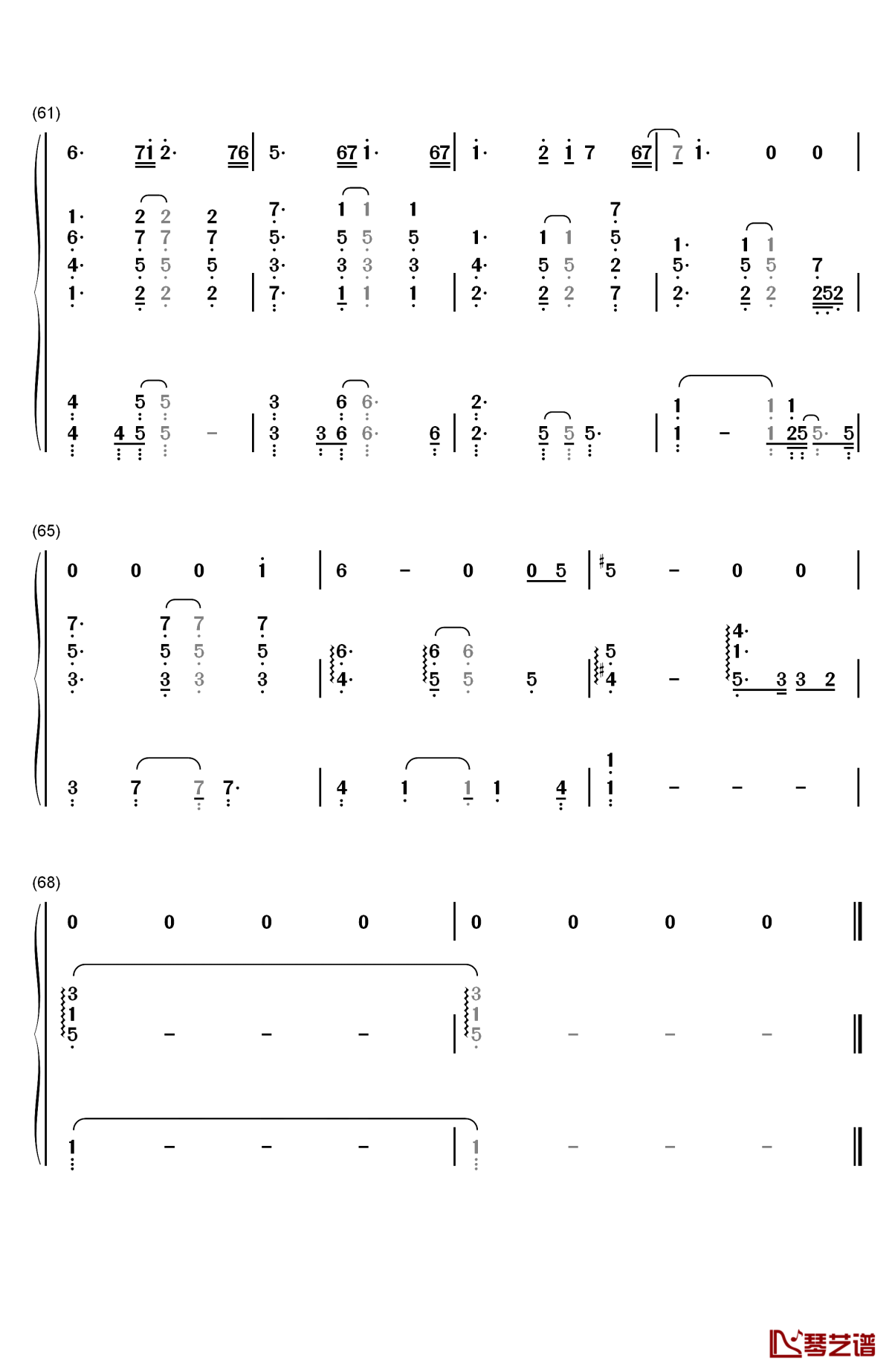 有心人钢琴简谱-数字双手-邓紫棋6