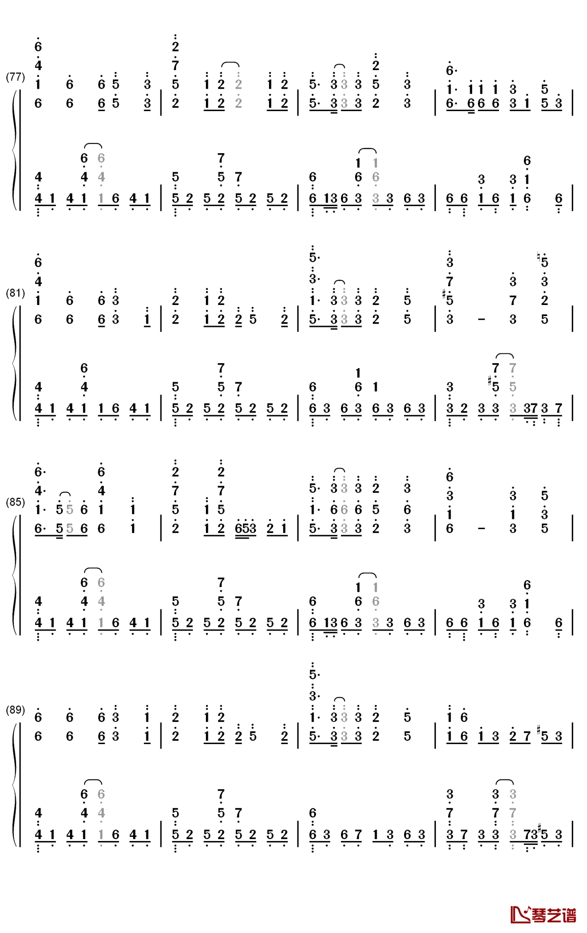 叹郁孤钢琴简谱-数字双手-霄磊5