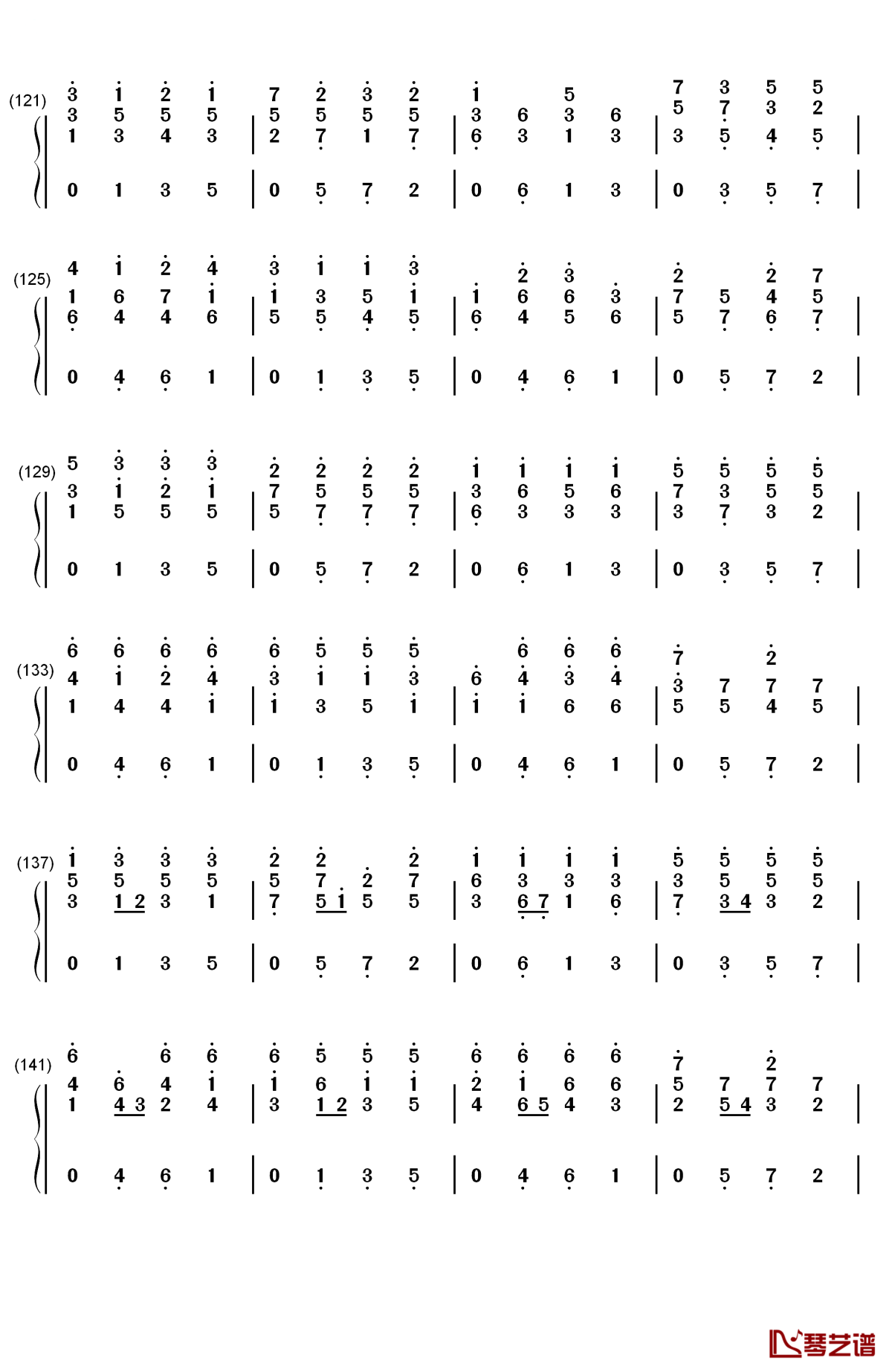 d大调卡农原版钢琴简谱-数字双手-约翰·帕赫贝尔6