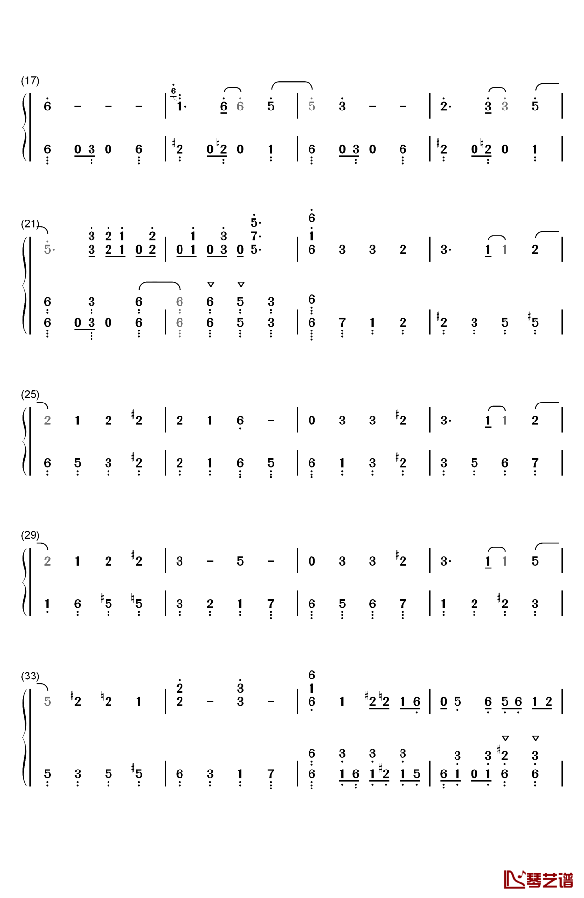 ソラノネ钢琴简谱-数字双手-zaq2