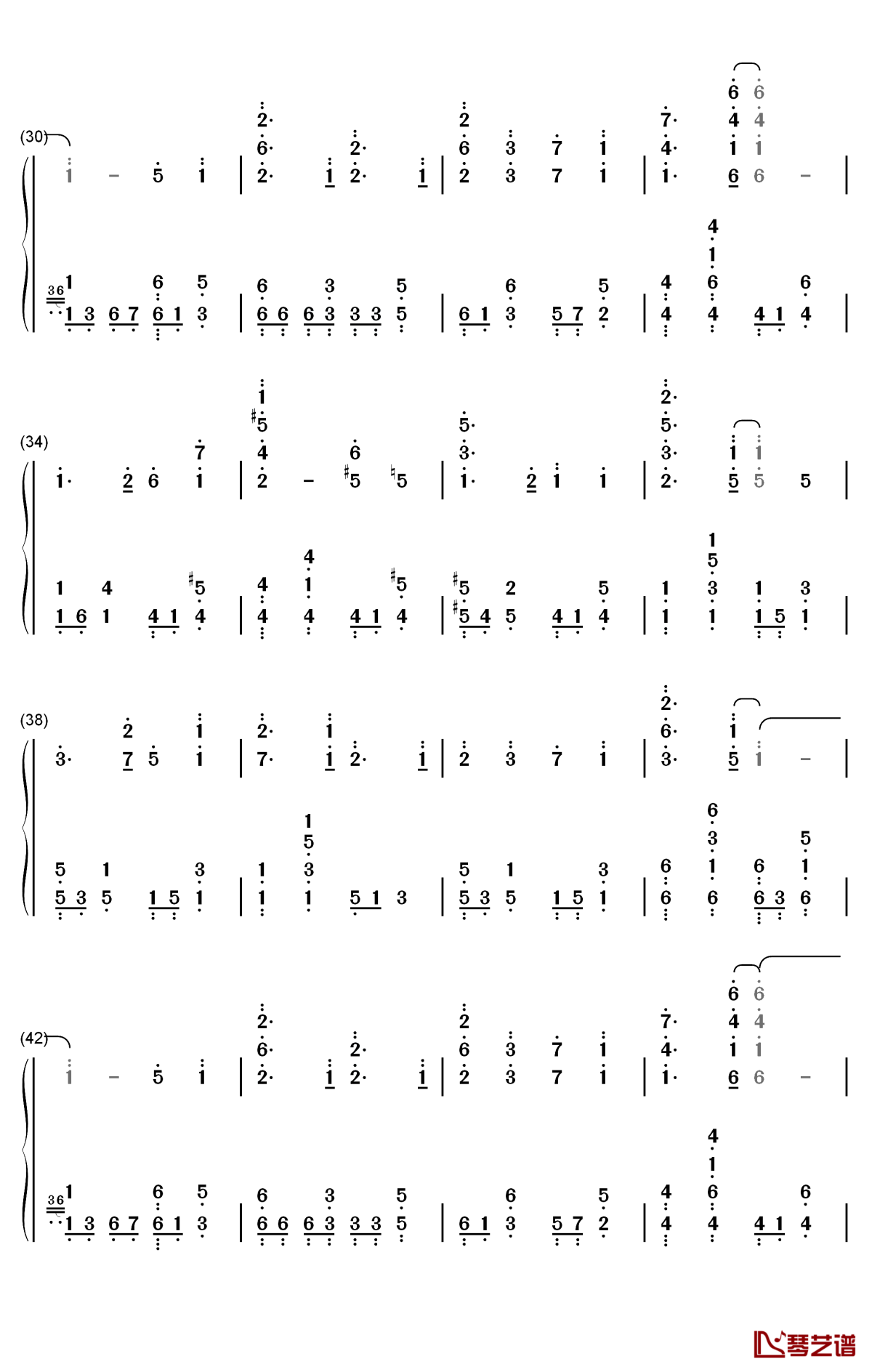 しわ钢琴简谱-数字双手-gumi3