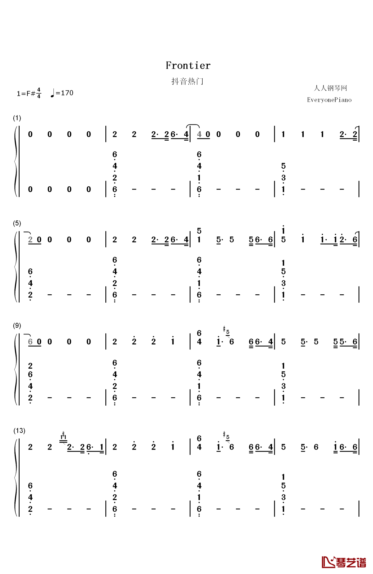 frontier钢琴简谱-数字双手-cargo1