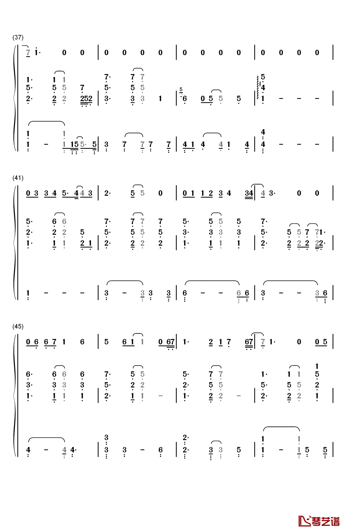 有心人钢琴简谱-数字双手-邓紫棋4