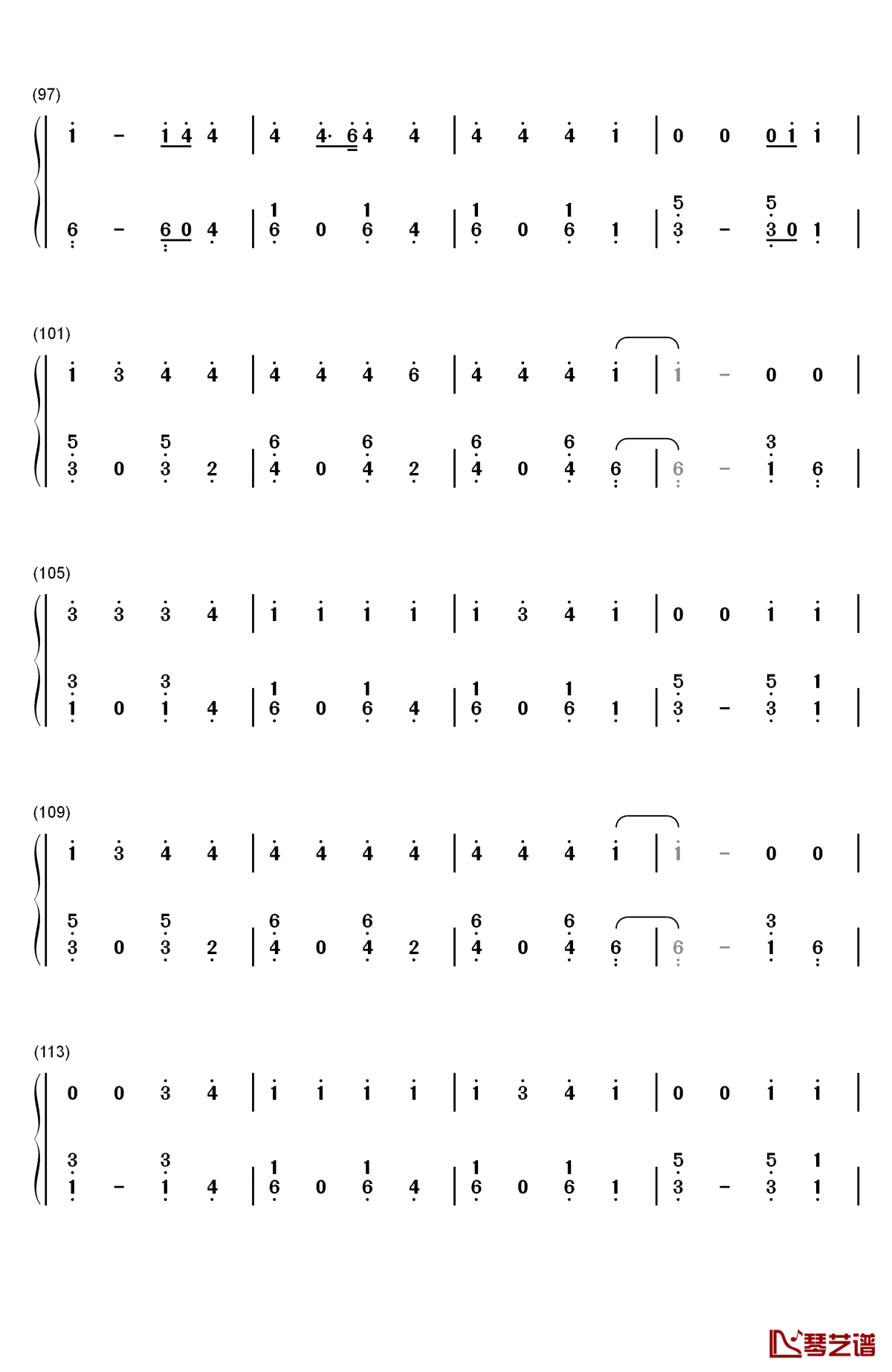 bella钢琴简谱-数字双手-wolfine6