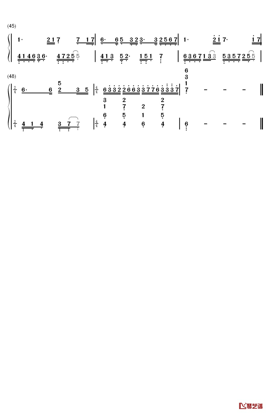 秋月梧桐钢琴简谱-数字双手-屠颖3