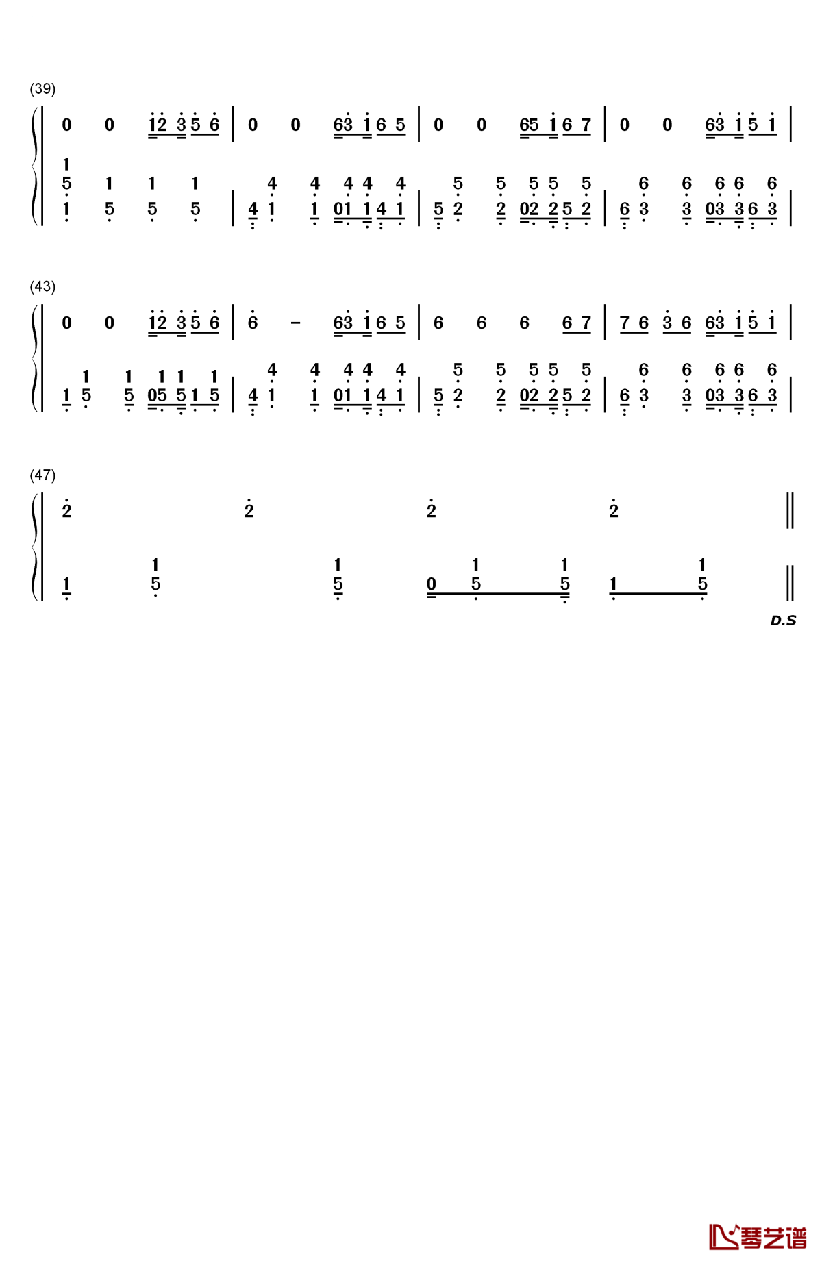 夜闯秋名山钢琴简谱-数字双手-hope-t3