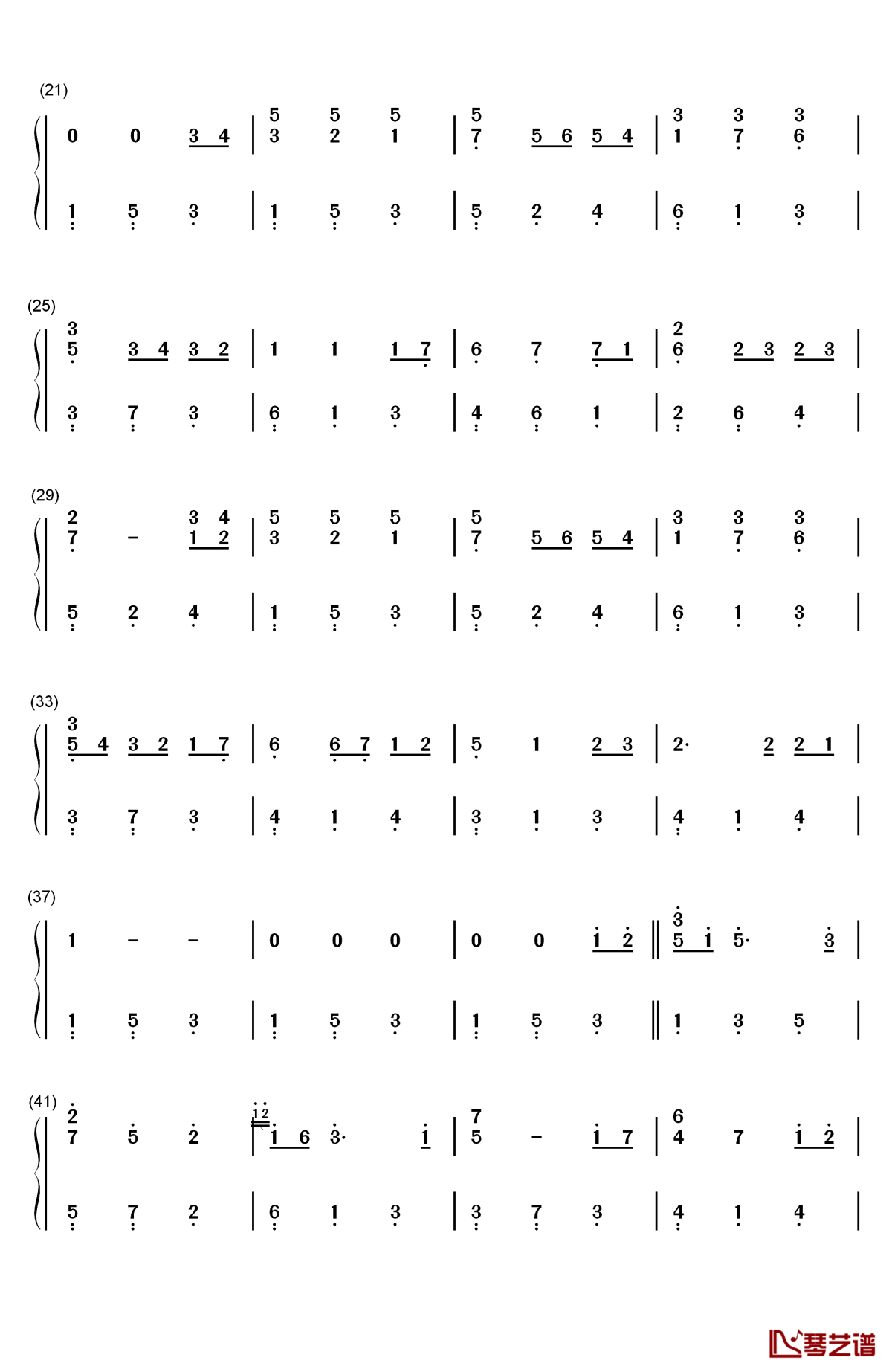 いつも何度でも钢琴简谱-数字双手-木村弓2