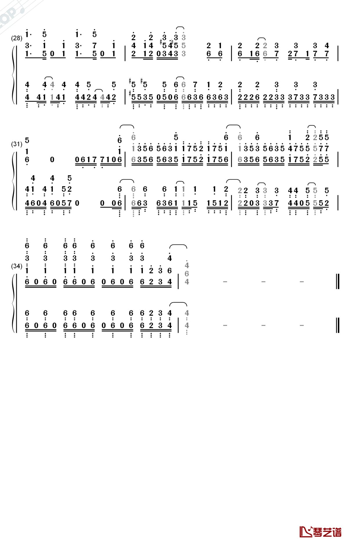 star frost钢琴简谱-数字双手-nonoc3