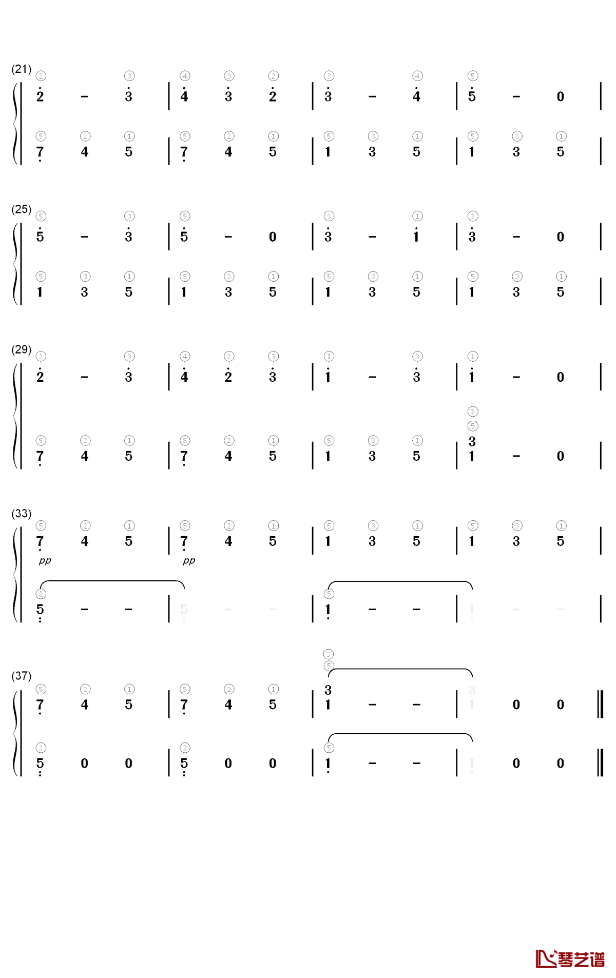 春之歌钢琴简谱-数字双手-汤普森2