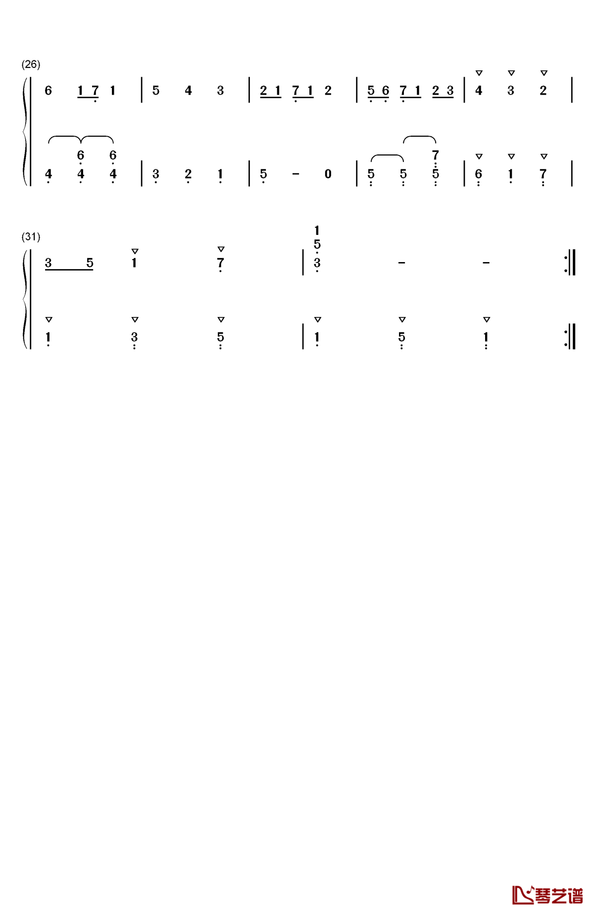 小步舞曲 1钢琴简谱-数字双手-巴赫2