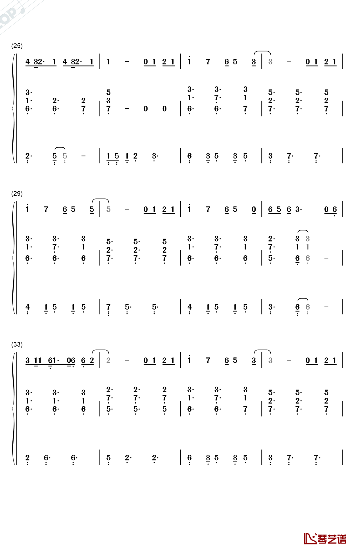 18钢琴简谱-数字双手-邓紫棋3