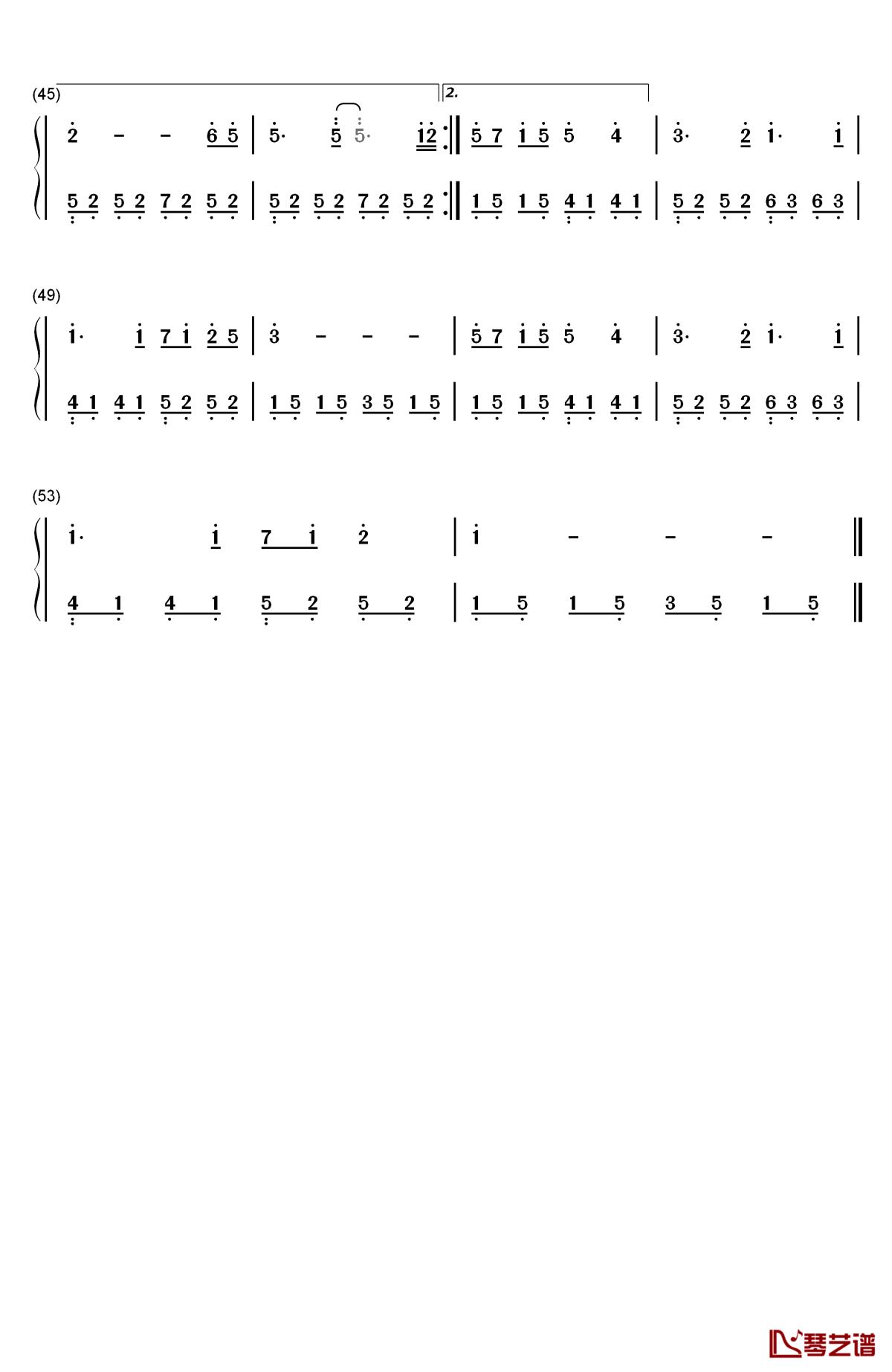 笔记钢琴简谱-数字双手-周笔畅3