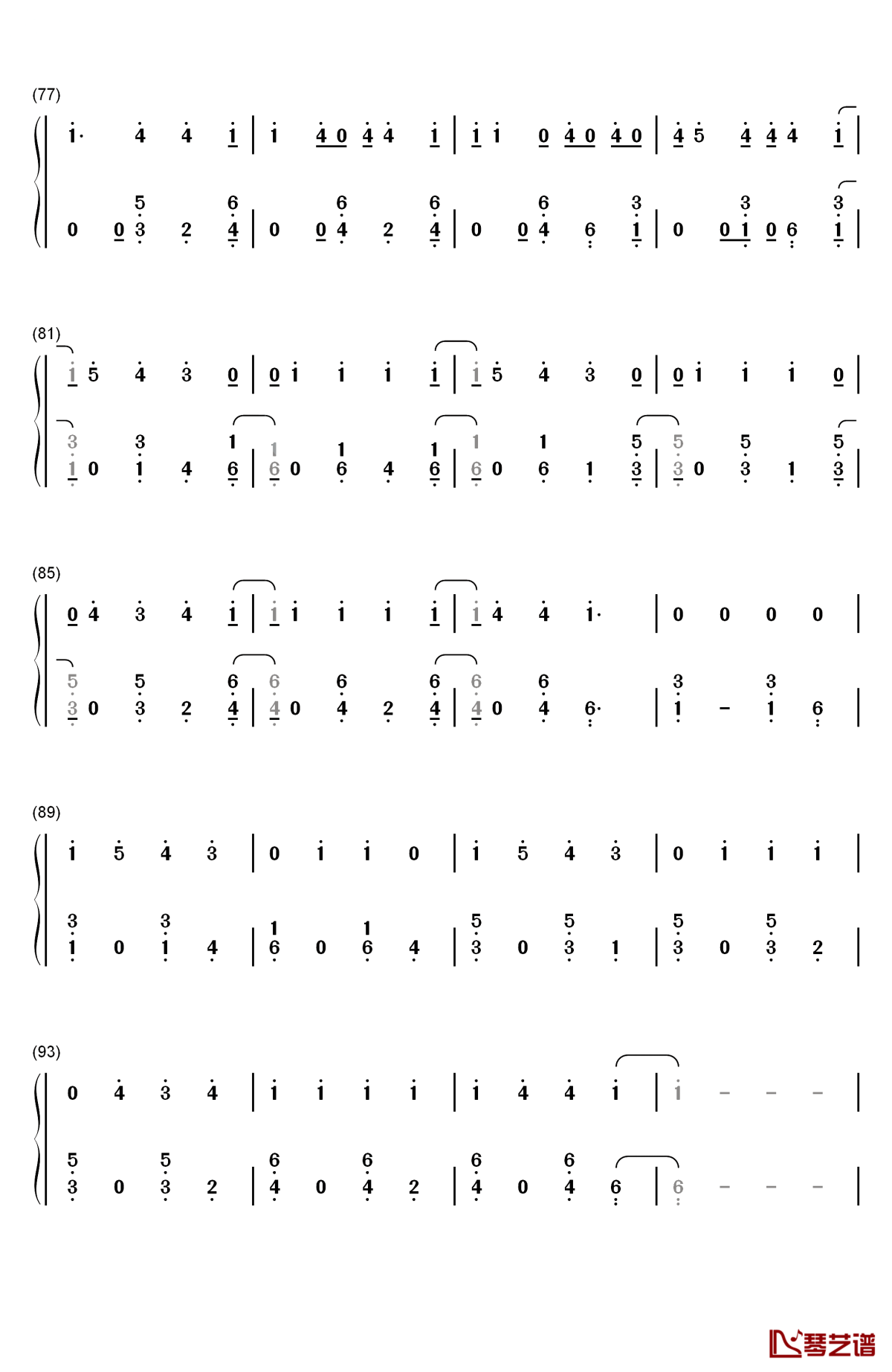 bella钢琴简谱-数字双手-wolfine5