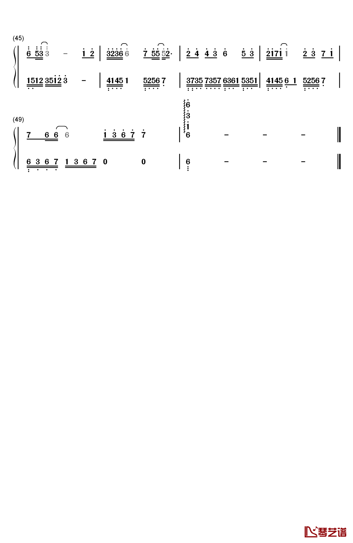 了结钢琴简谱-数字双手-董贞3