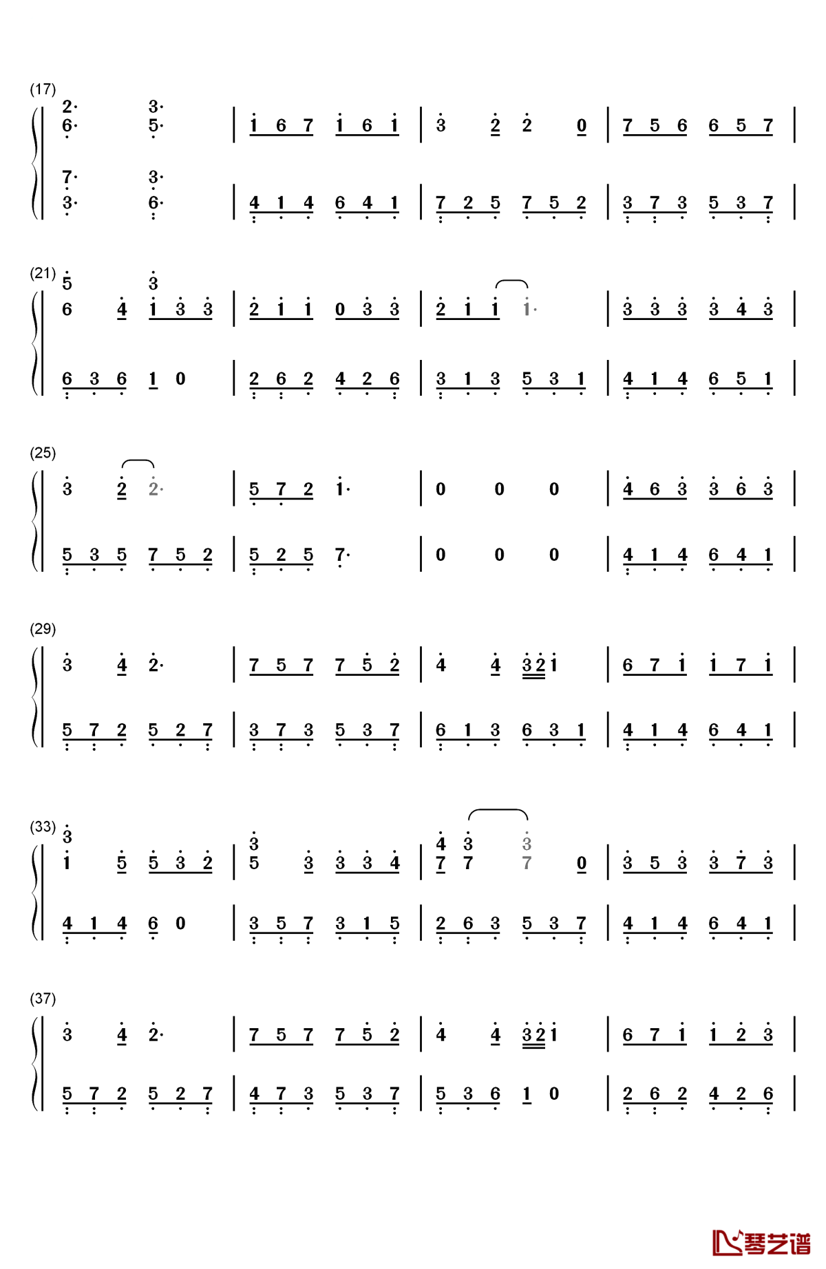 走在冷风中钢琴简谱-数字双手-刘思涵2