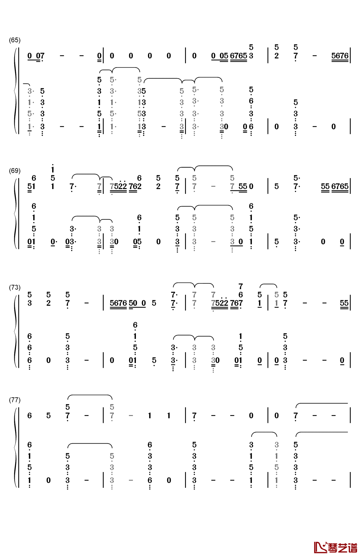 let you down钢琴简谱-数字双手-nf5