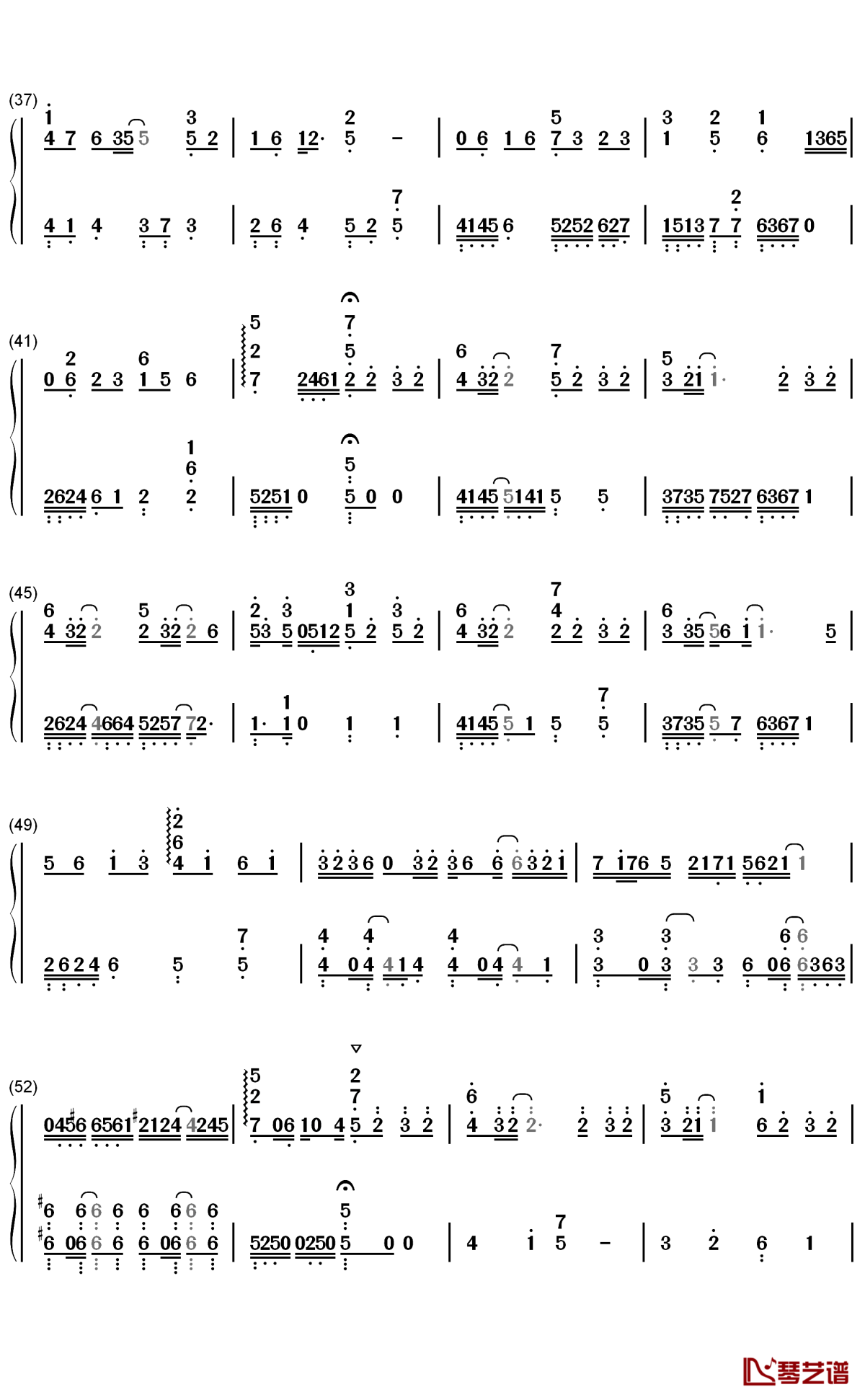 赤子钢琴简谱-数字双手-于斌3