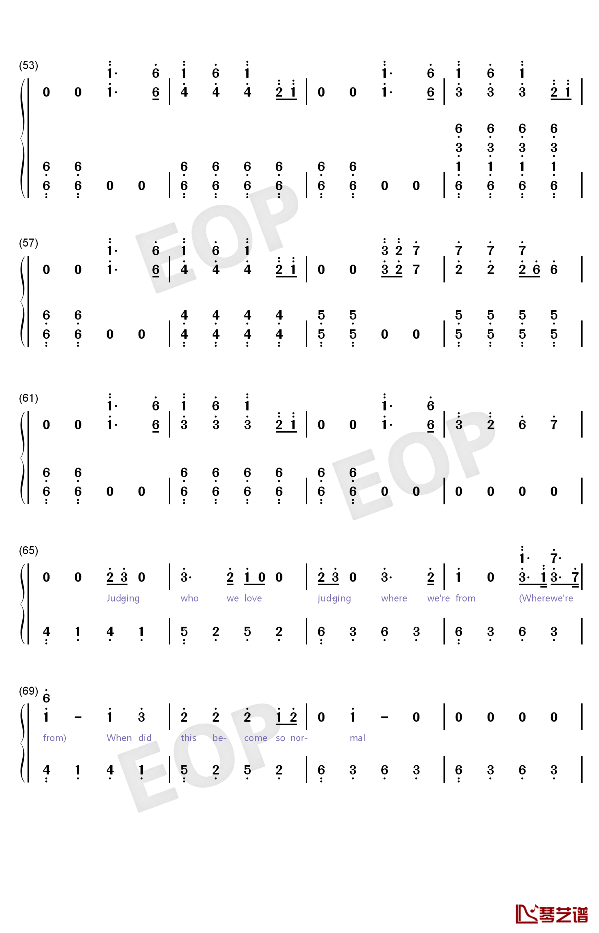 back to beautiful钢琴简谱-数字双手-sofia carson alan walker4