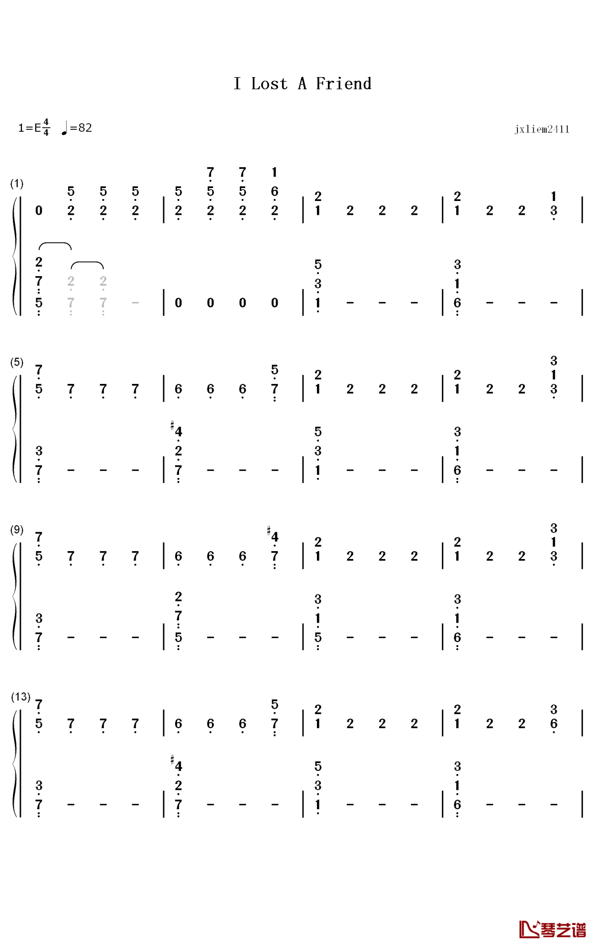 i lost a friend钢琴简谱-数字双手-finneas1