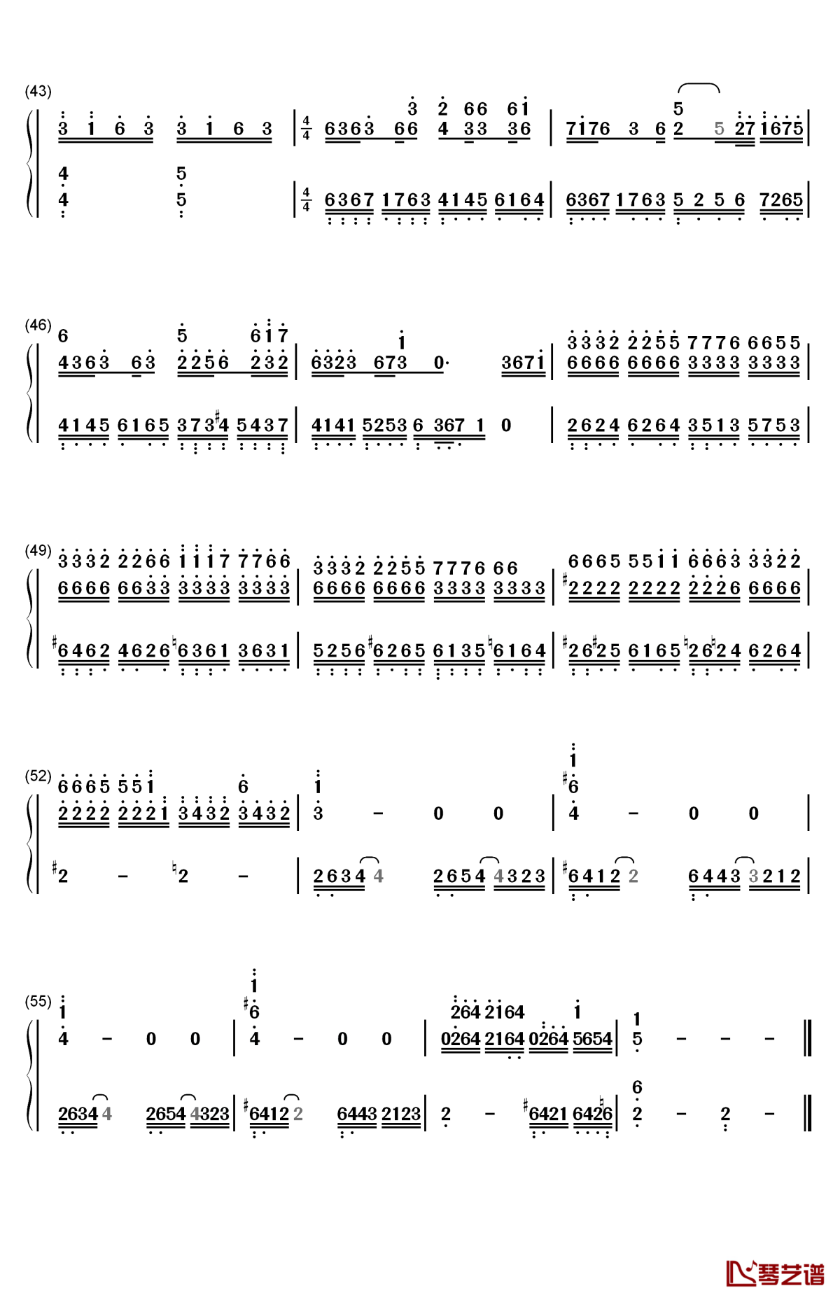 minamo钢琴简谱-数字双手-dj okawari4