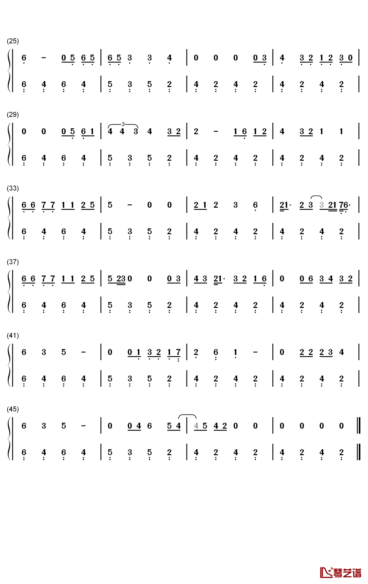 changes钢琴简谱-数字双手-justin bieber2