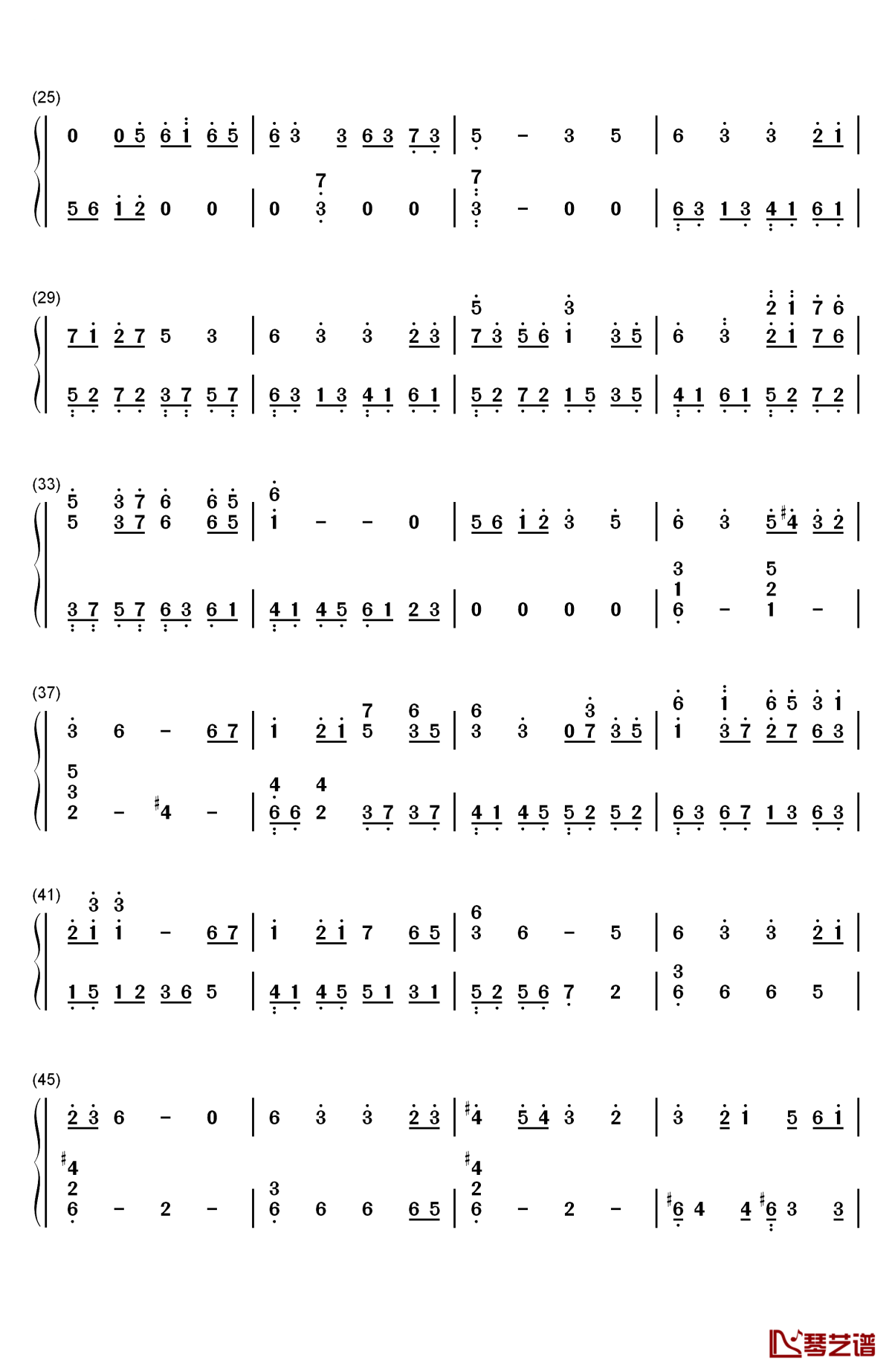 frozen highlights钢琴简谱-数字双手-三好智己2