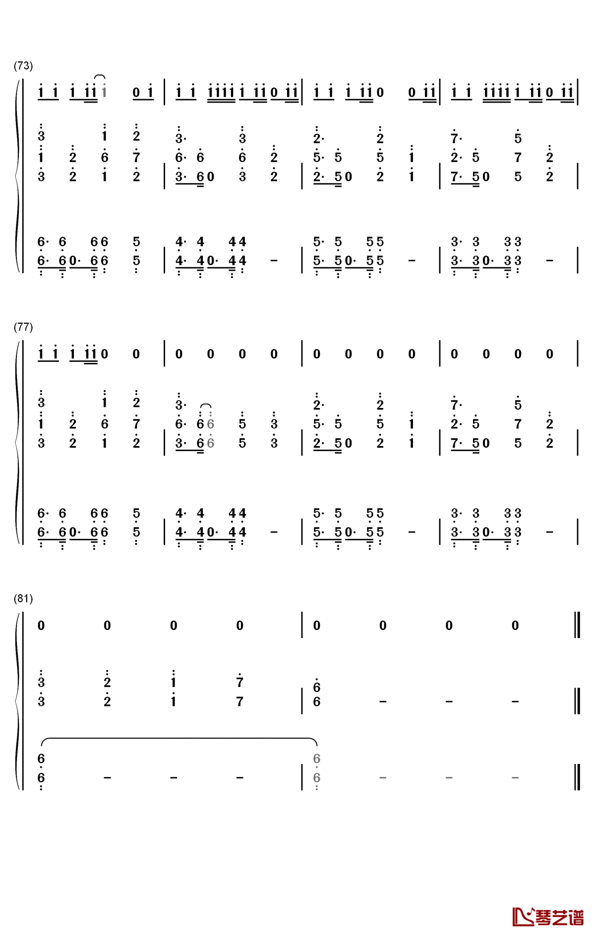 野狼disco钢琴简谱-数字双手-宝石gem7