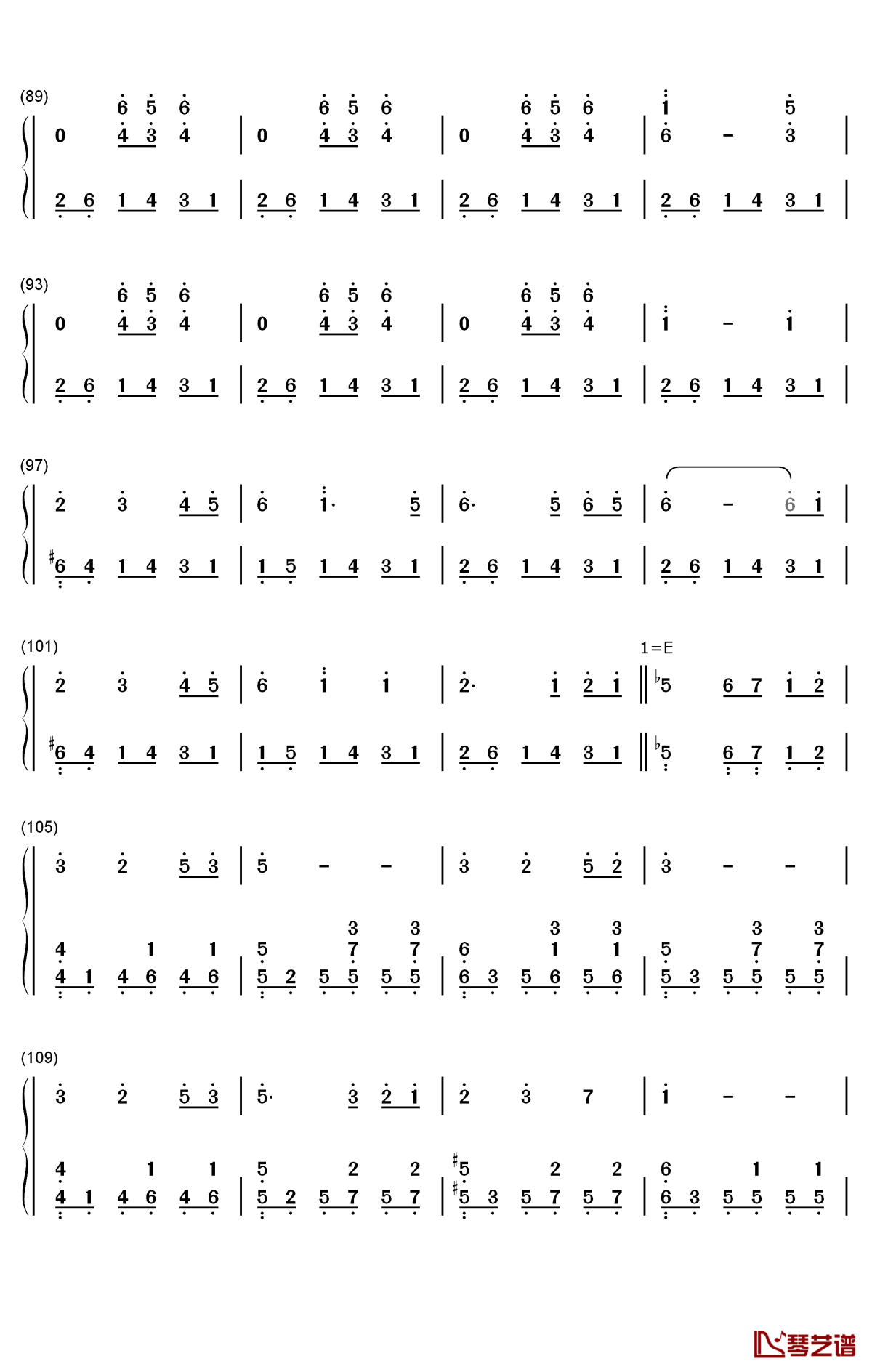 月出钢琴简谱-数字双手-双笙5