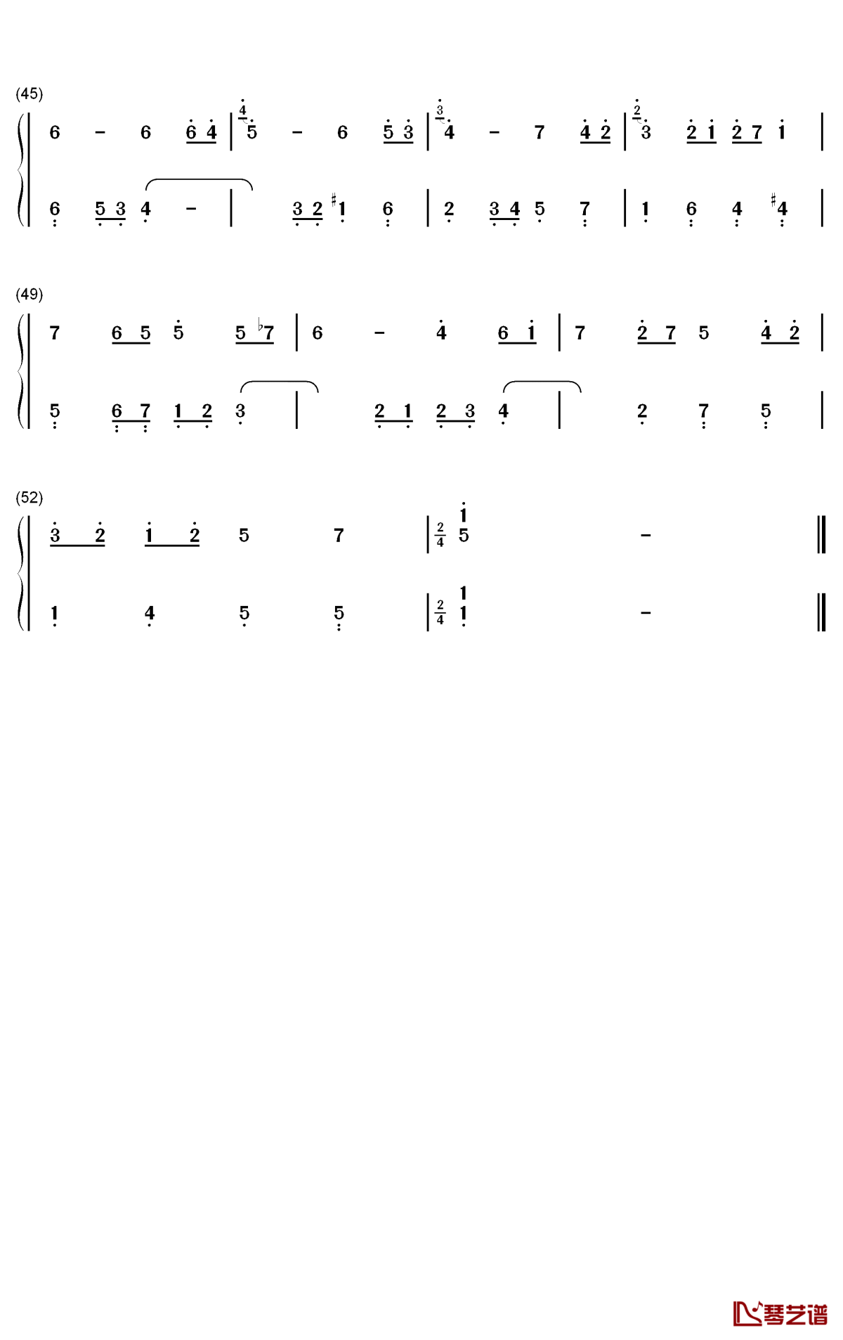 bwv 1068简谱-巴赫歌曲-数字双手曲谱3