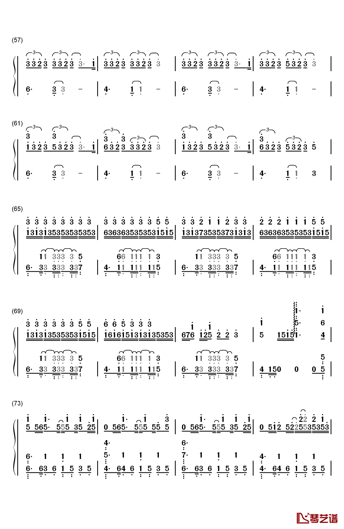 stay钢琴简谱-数字双手-kygo4