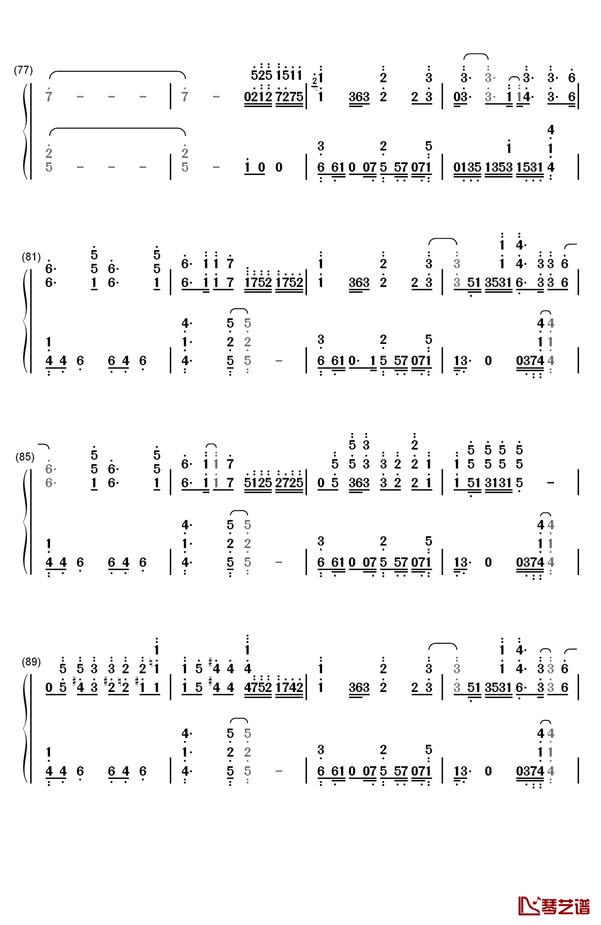 one last time钢琴简谱-数字双手-ariana grande5