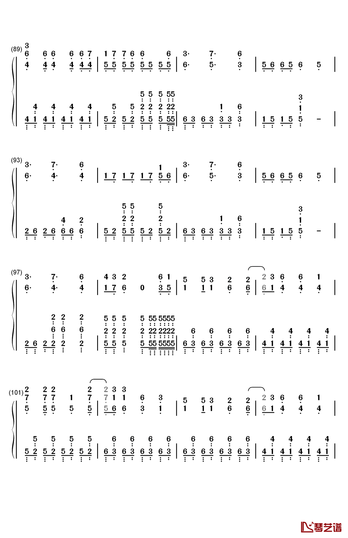 逆浪千秋钢琴简谱-数字双手-言和6