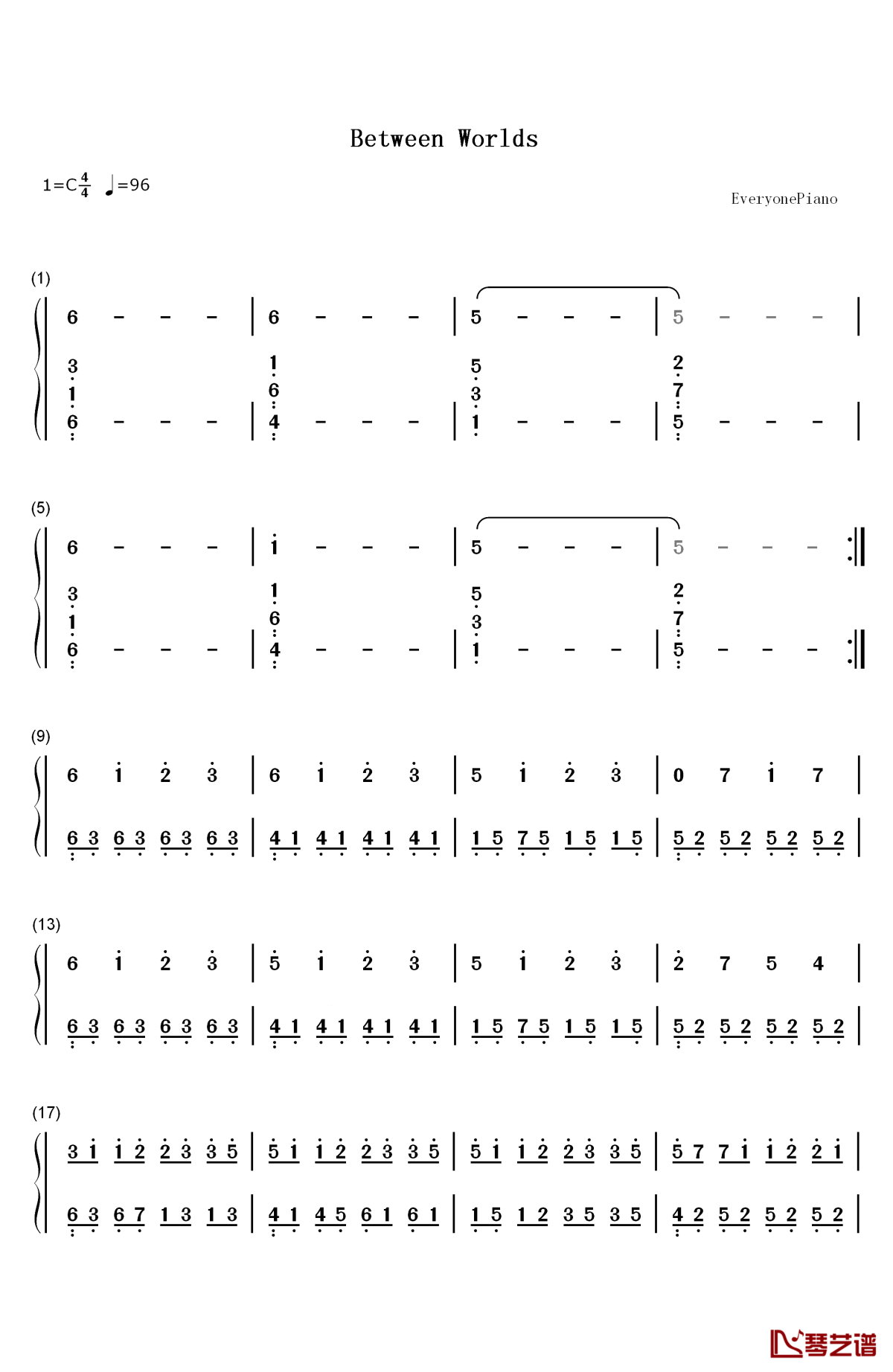 between worlds钢琴简谱-数字双手-roger subirana1