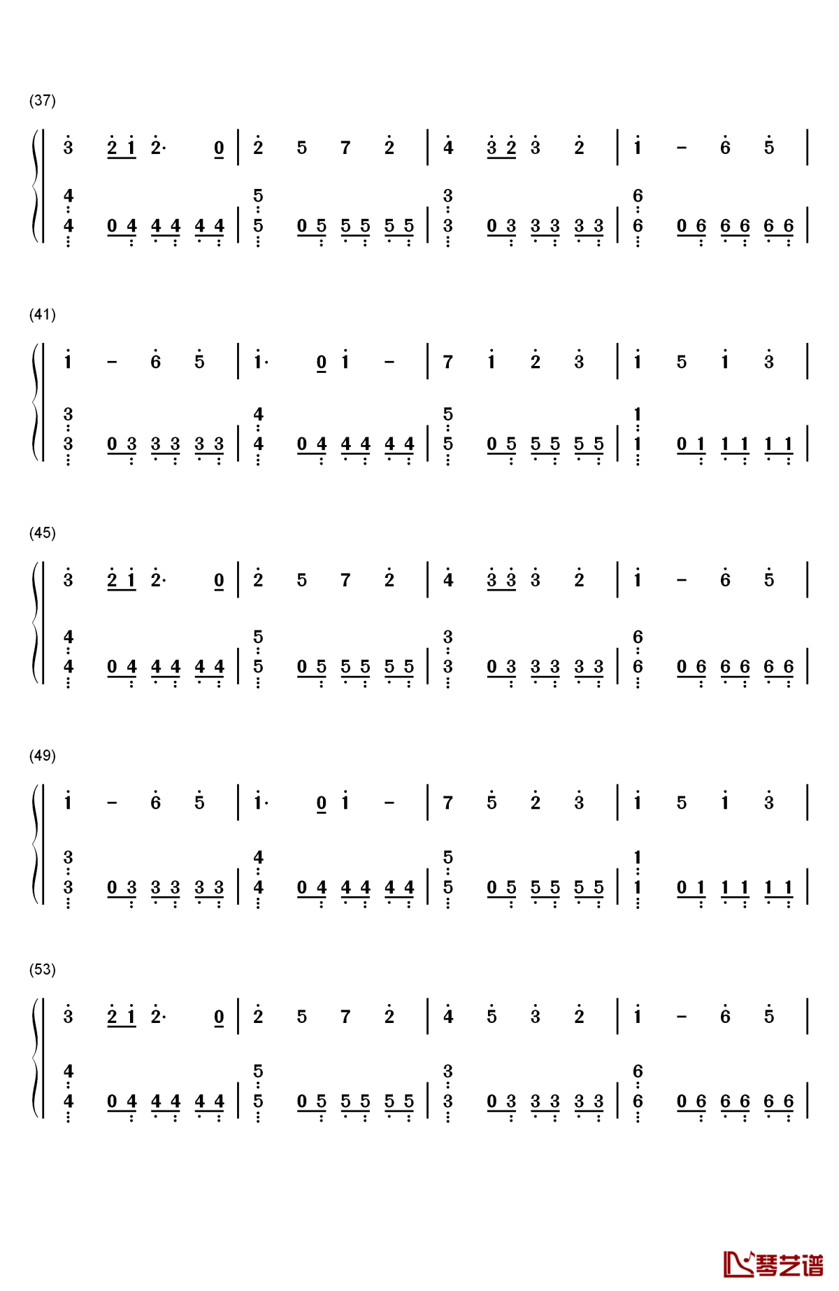 シルエット钢琴简谱-数字双手-kana-boon3