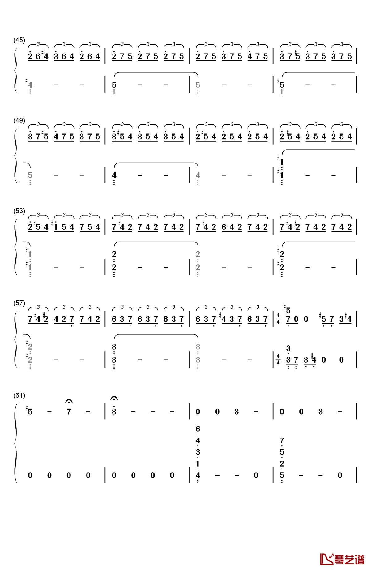 千年の孤独钢琴简谱-数字双手-东方project3