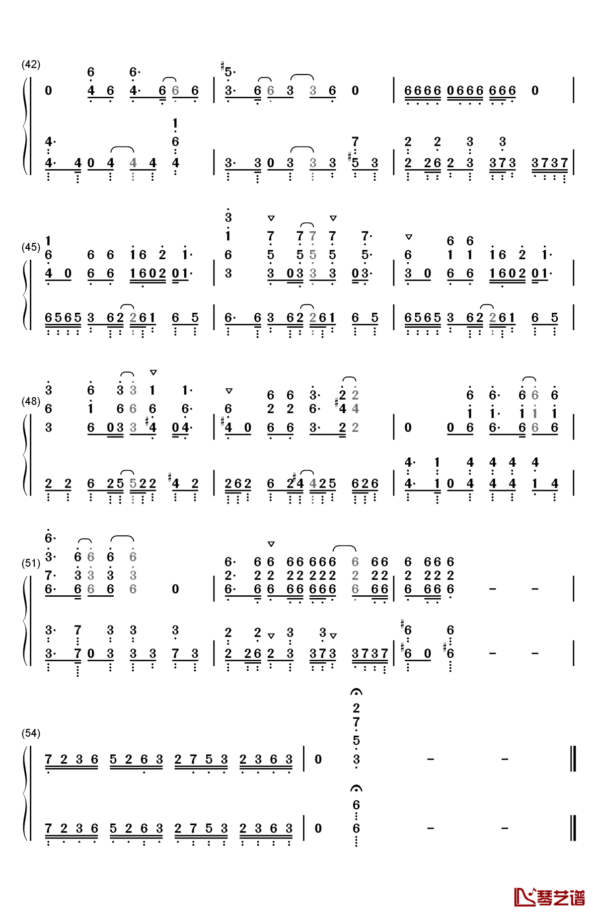 コノユビトマレ钢琴简谱-数字双手-junna4