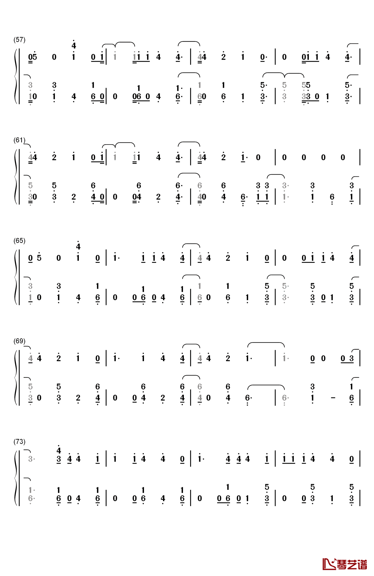 bella钢琴简谱-数字双手-wolfine4