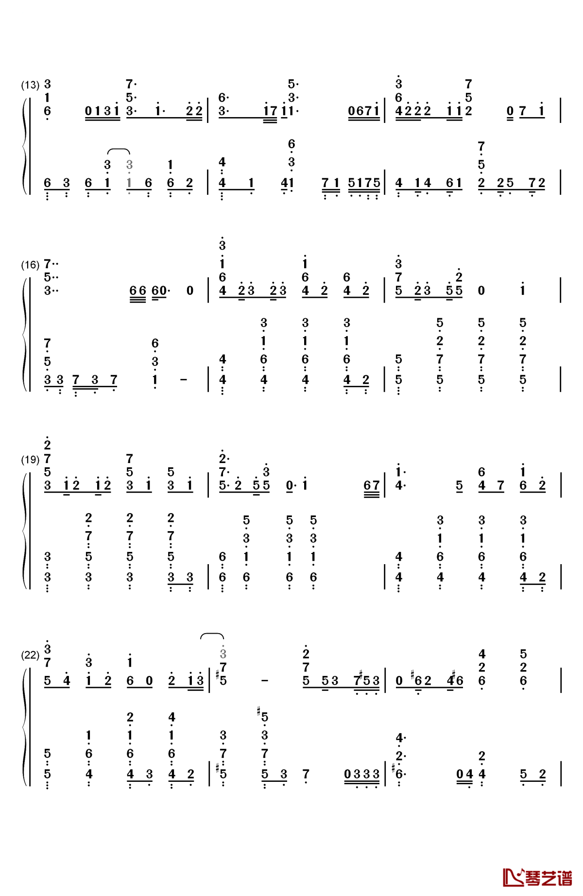 いくつもの夜を越えて钢琴简谱-数字双手-初音未来2