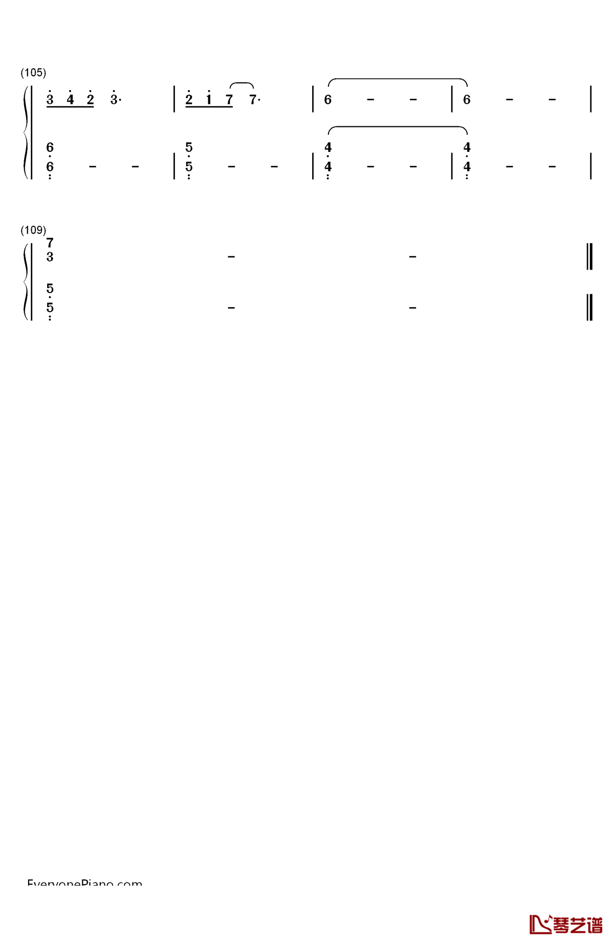 三生三世钢琴简谱-数字双手-张杰6