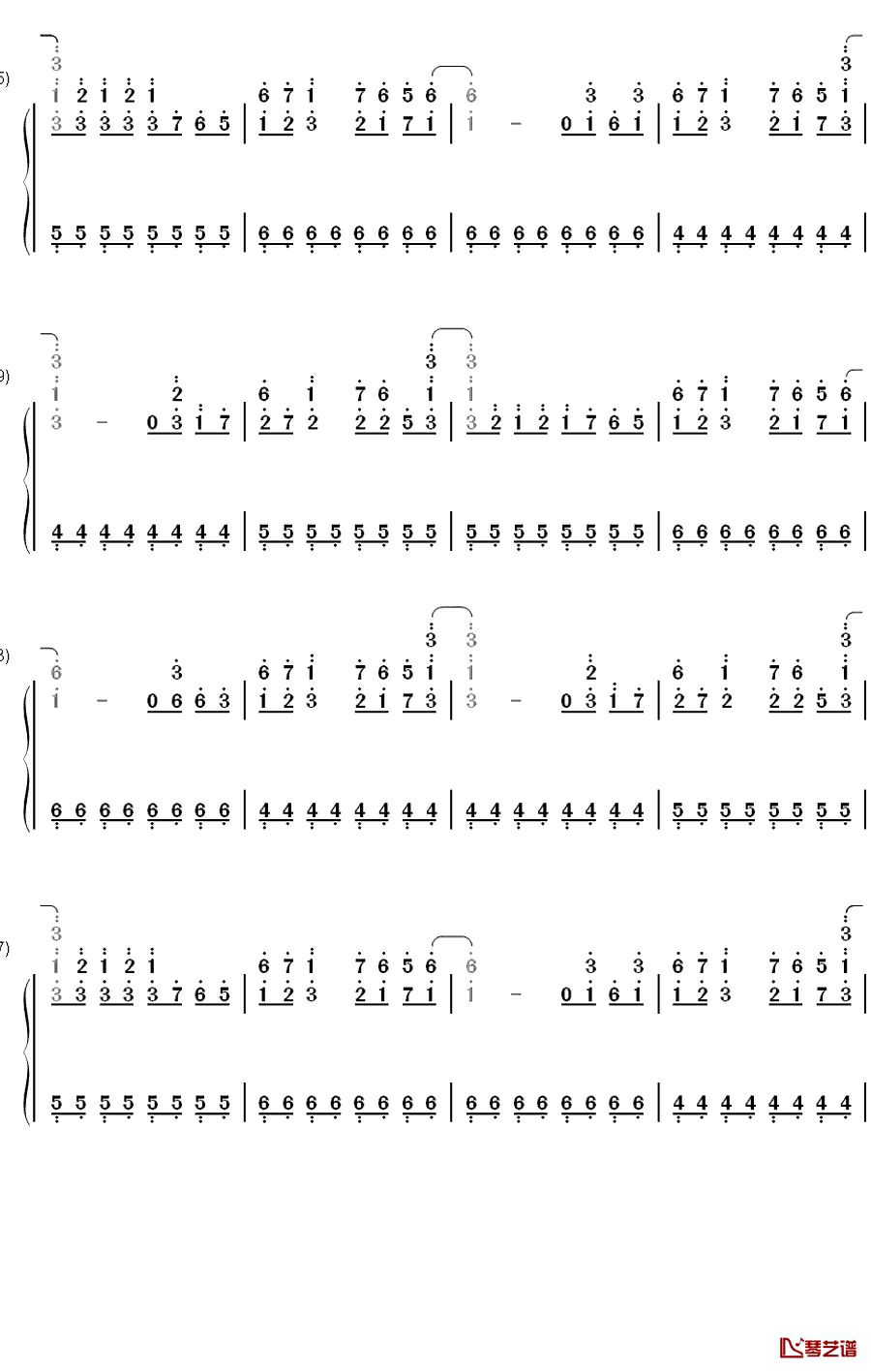 恋色マスタースパーク钢琴简谱-数字双手-东方project9