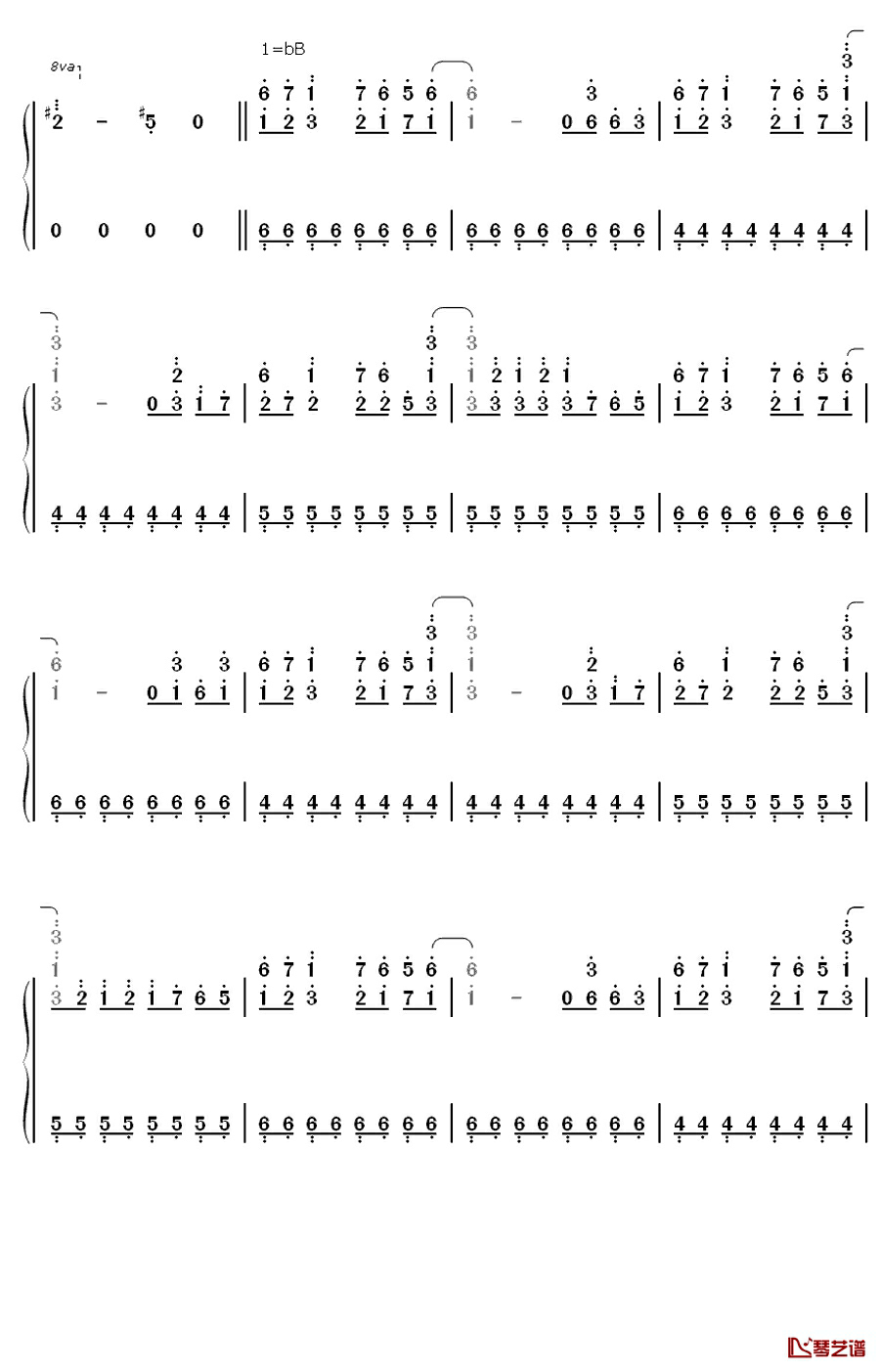 恋色マスタースパーク钢琴简谱-数字双手-东方project4