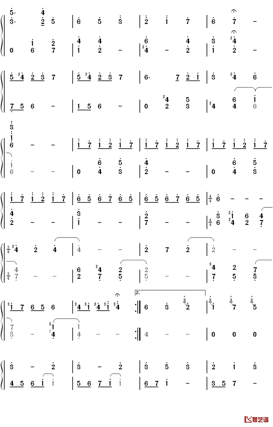 心的谱面钢琴简谱-数字双手-松井咲子3