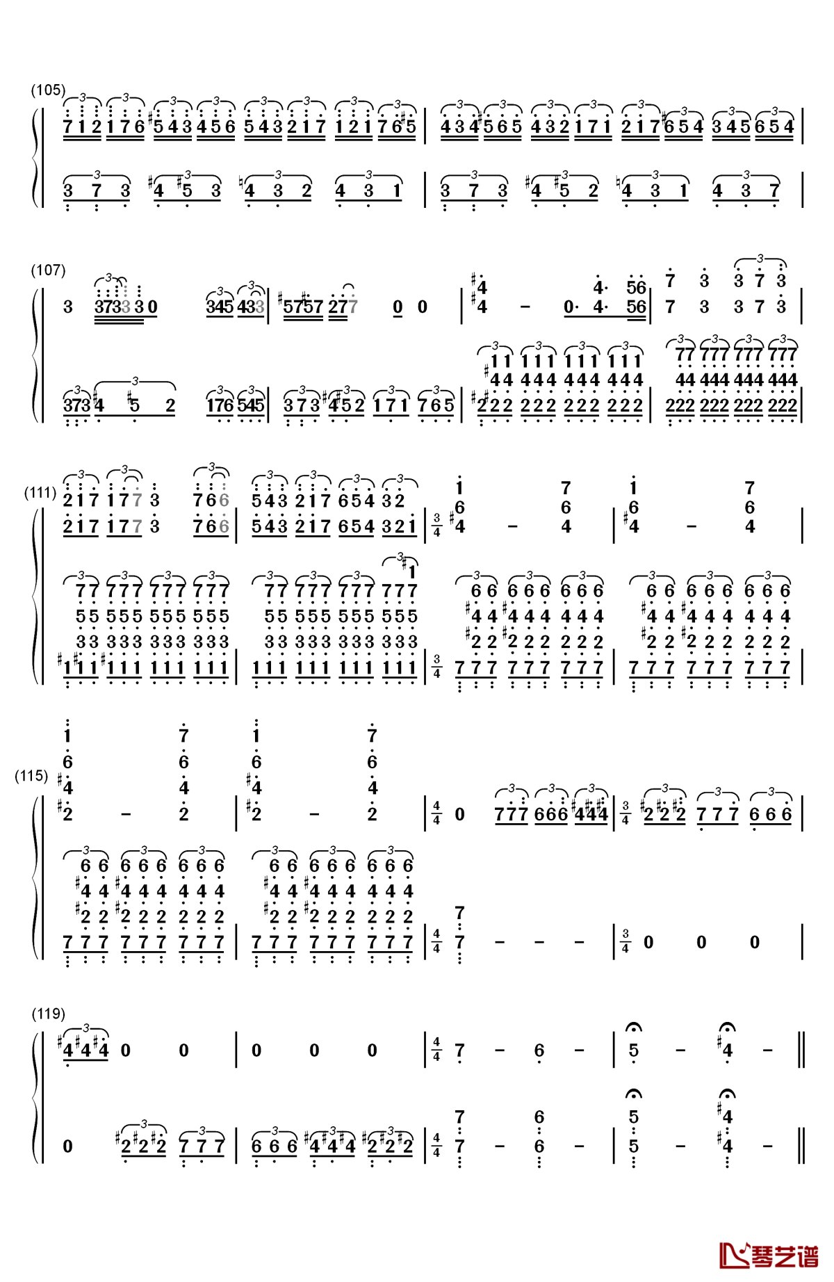 千年の孤独钢琴简谱-数字双手-东方project6