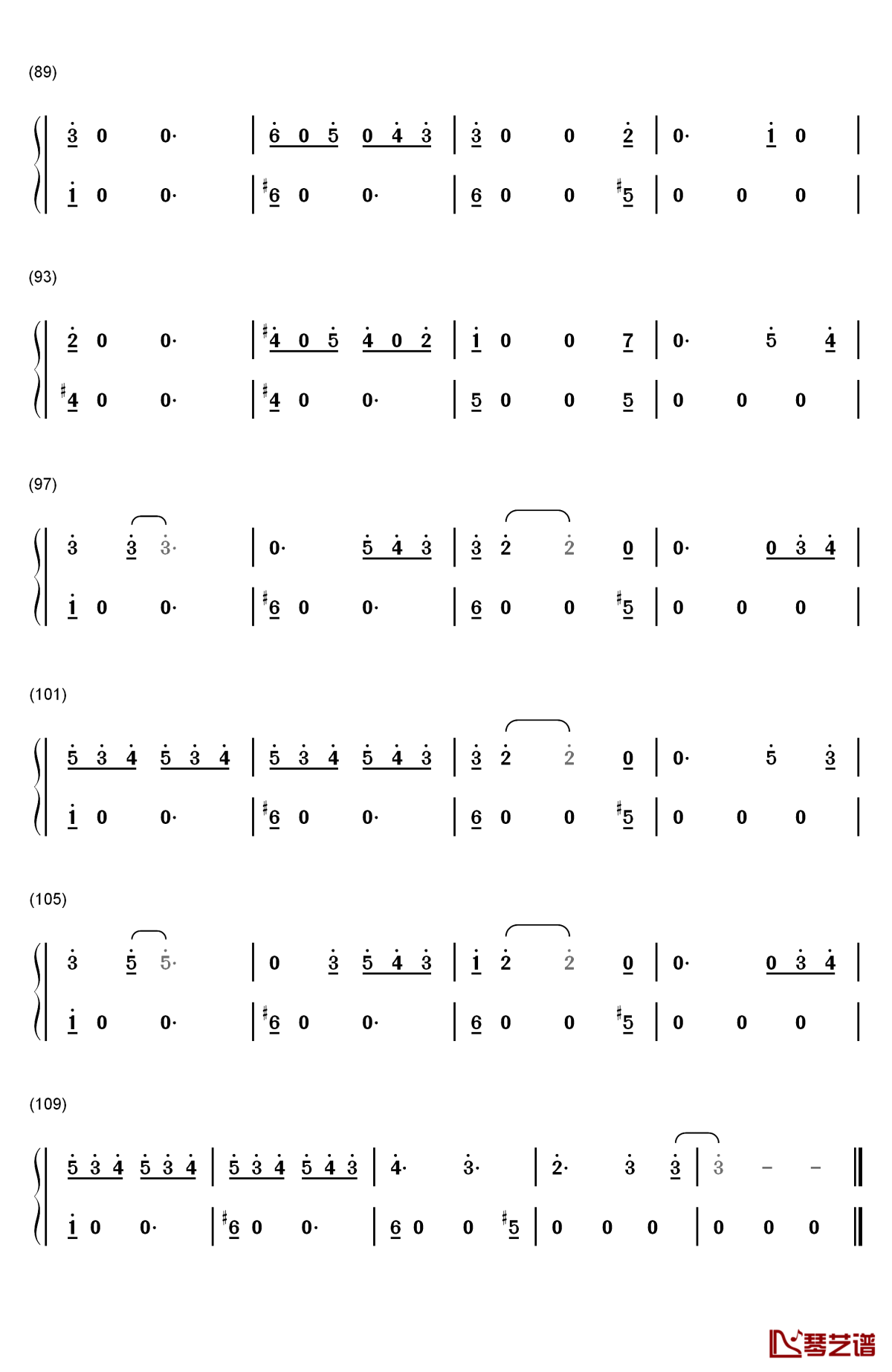 moonlight钢琴简谱-数字双手-ariana grande5