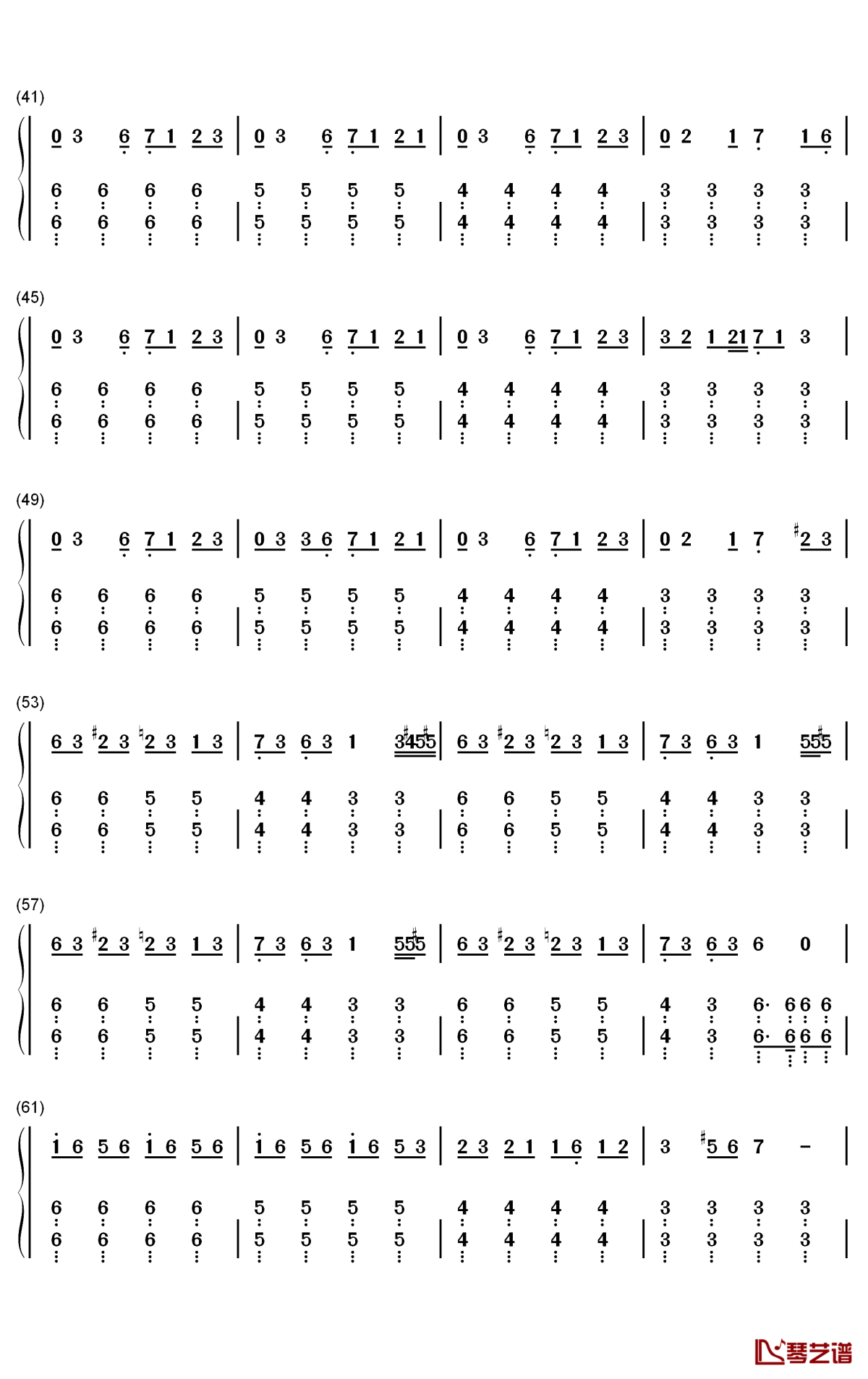 达拉崩吧钢琴简谱-数字双手-洛天依 言和3