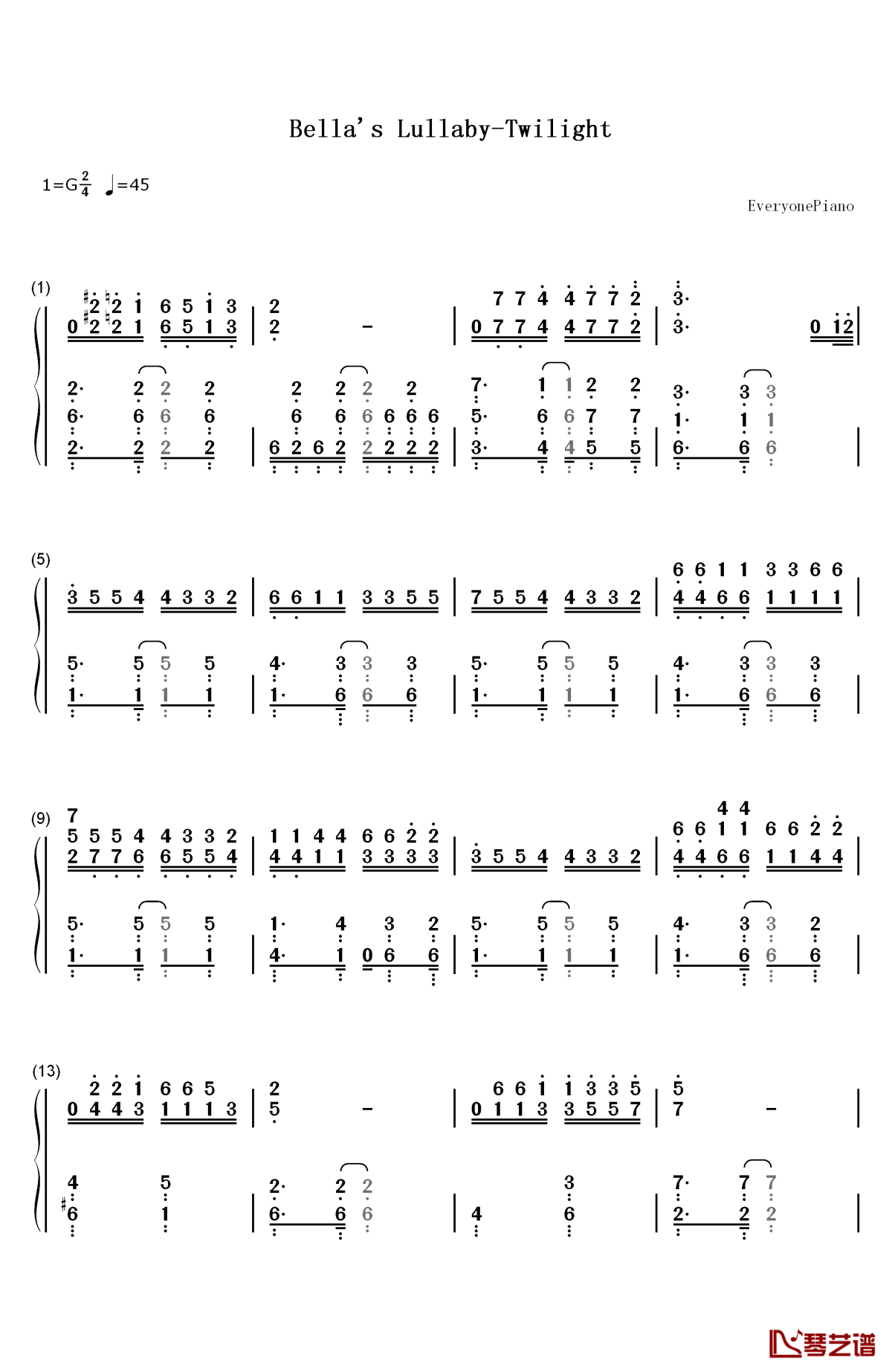 twilight钢琴简谱-数字双手-shirley. r1