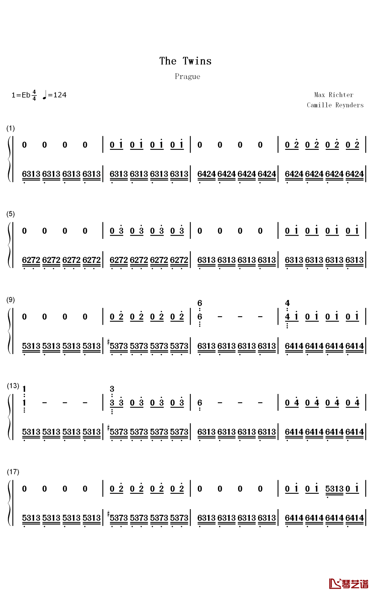 the twins钢琴简谱-数字双手-max richter1