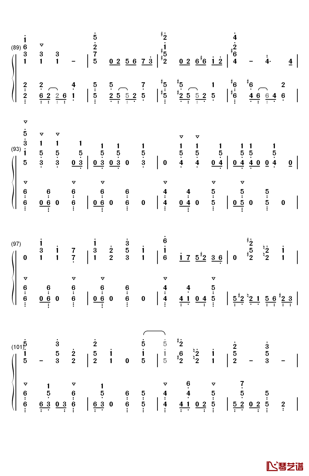 ソラノネ钢琴简谱-数字双手-zaq6