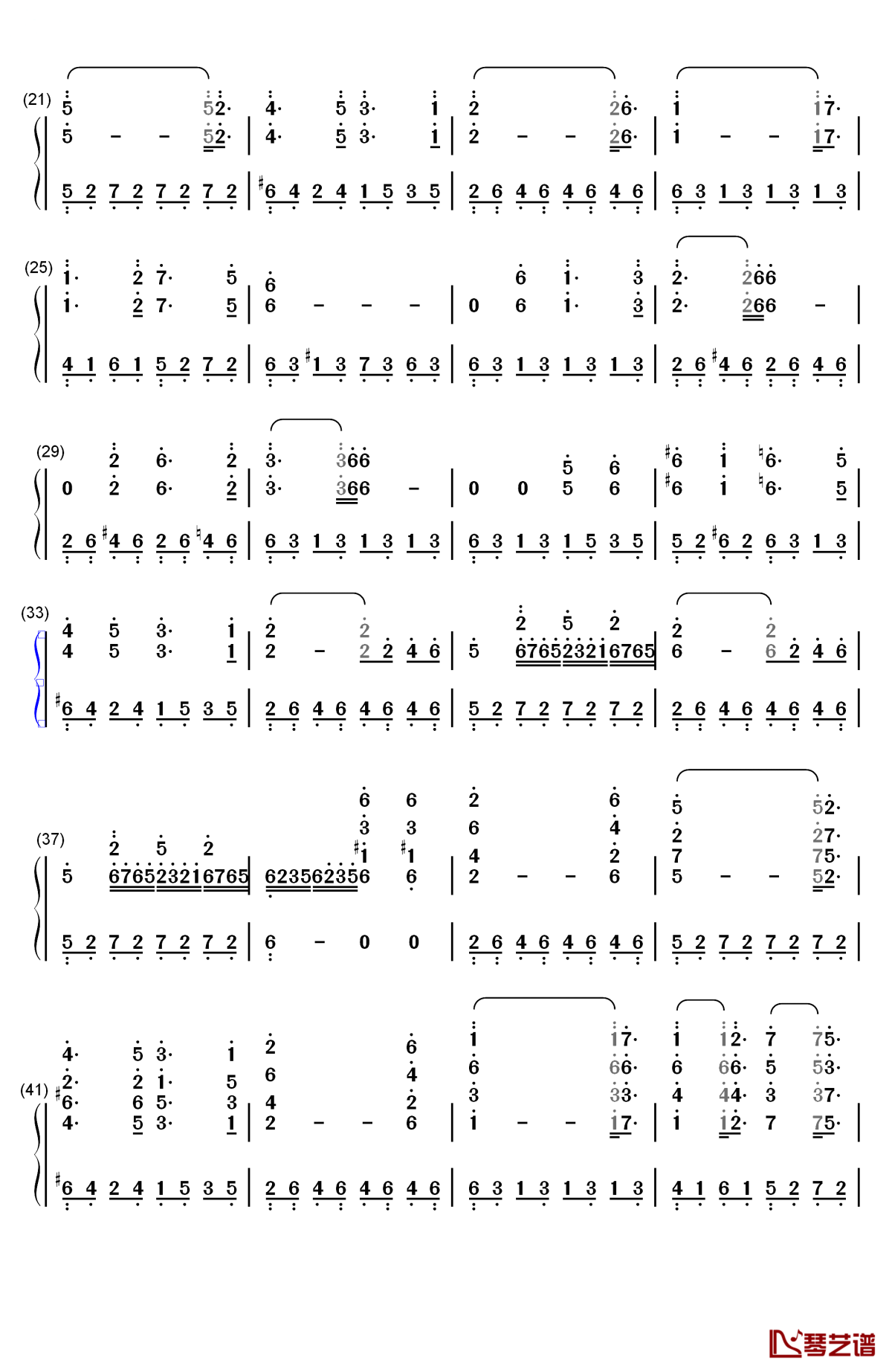 出埃及记柔情版钢琴简谱-数字双手-马克西姆  maksim2