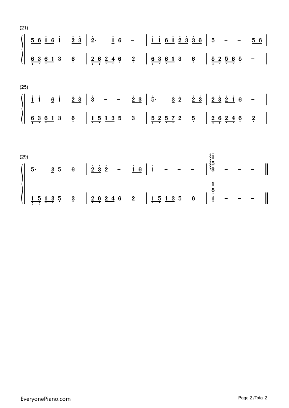 走进新时代钢琴简谱-数字双手-张也2